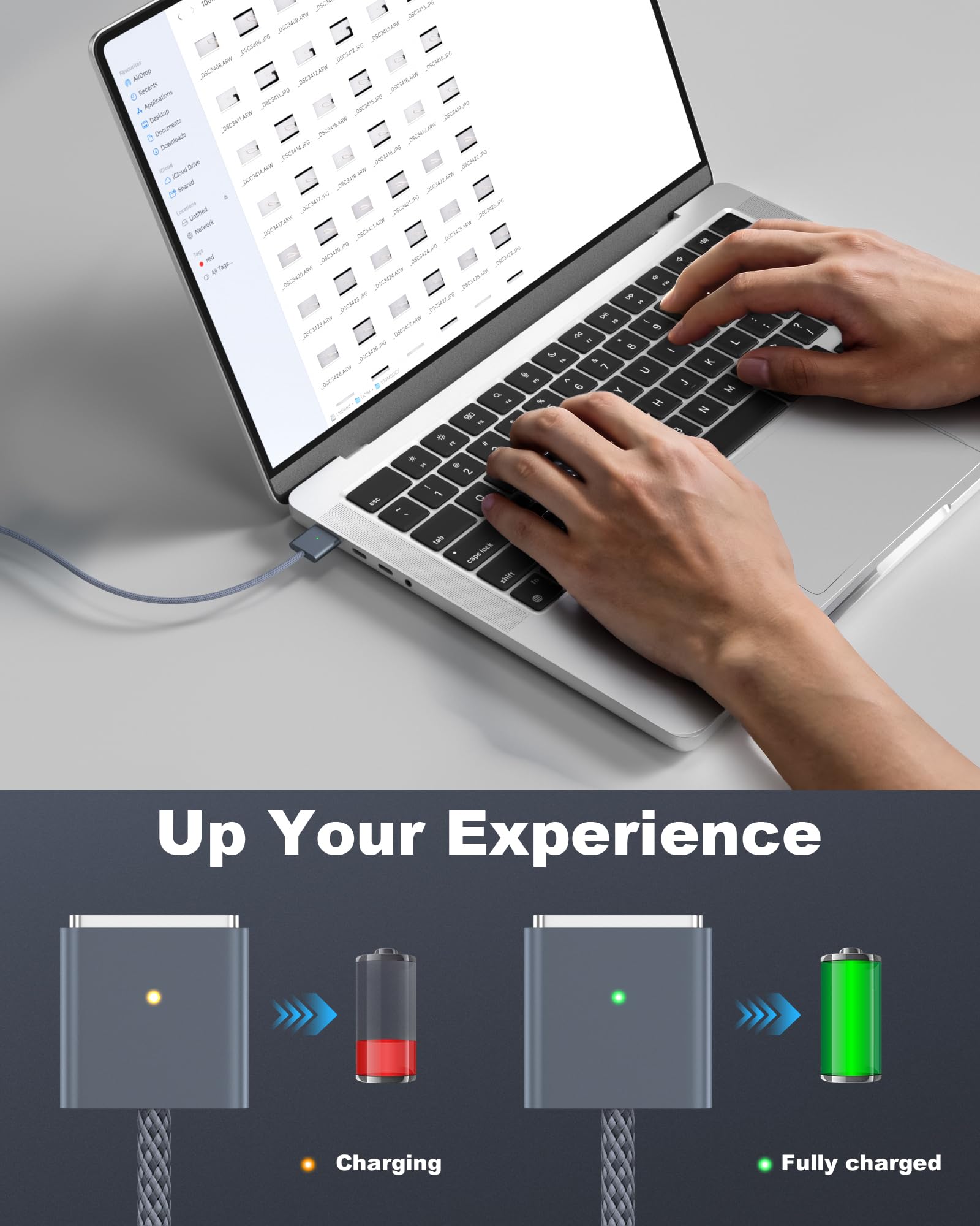 FOXSEA Cavo da USB-C a magnetico 3 da 140 W, compatibile con MagSafe 3 per MacBook Pro 14" 16" e Air 13" 15" M4 M3 M2 2021-2025 Cavo di ricarica rapida bianco
