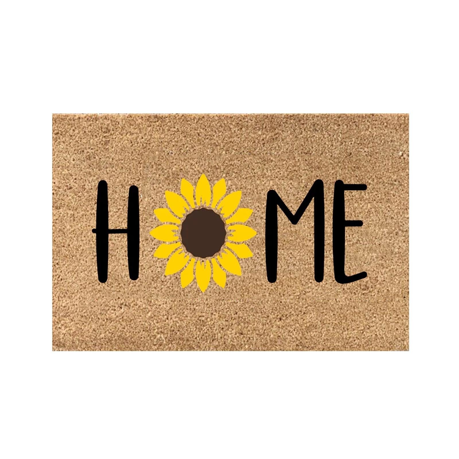 Summer Coir Door Mat, Hello Summer Welcome Door Mat Floral Decorative Doormat Farmhouse Floor Rug,Watermelon,Slippers,Summertime Doormat,Non-Slip Front Porch Entryway Rug Indoor Outdoors