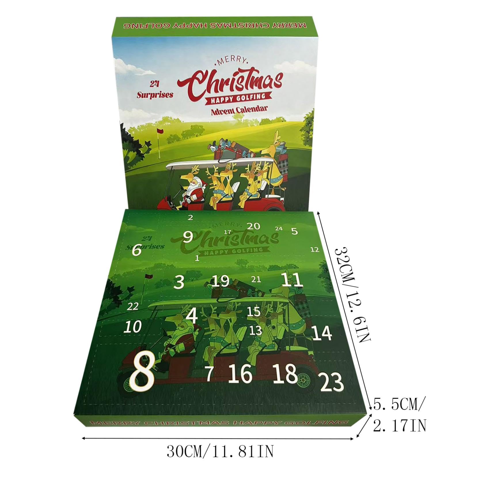 Calendarios de Adviento de golf 2025, calendario de cuenta regresiva de Navidad de 24 días con juego de herramientas, pelotas de golf, calcetines, llavero, camisetas, regalos sorpresa de Navidad para
