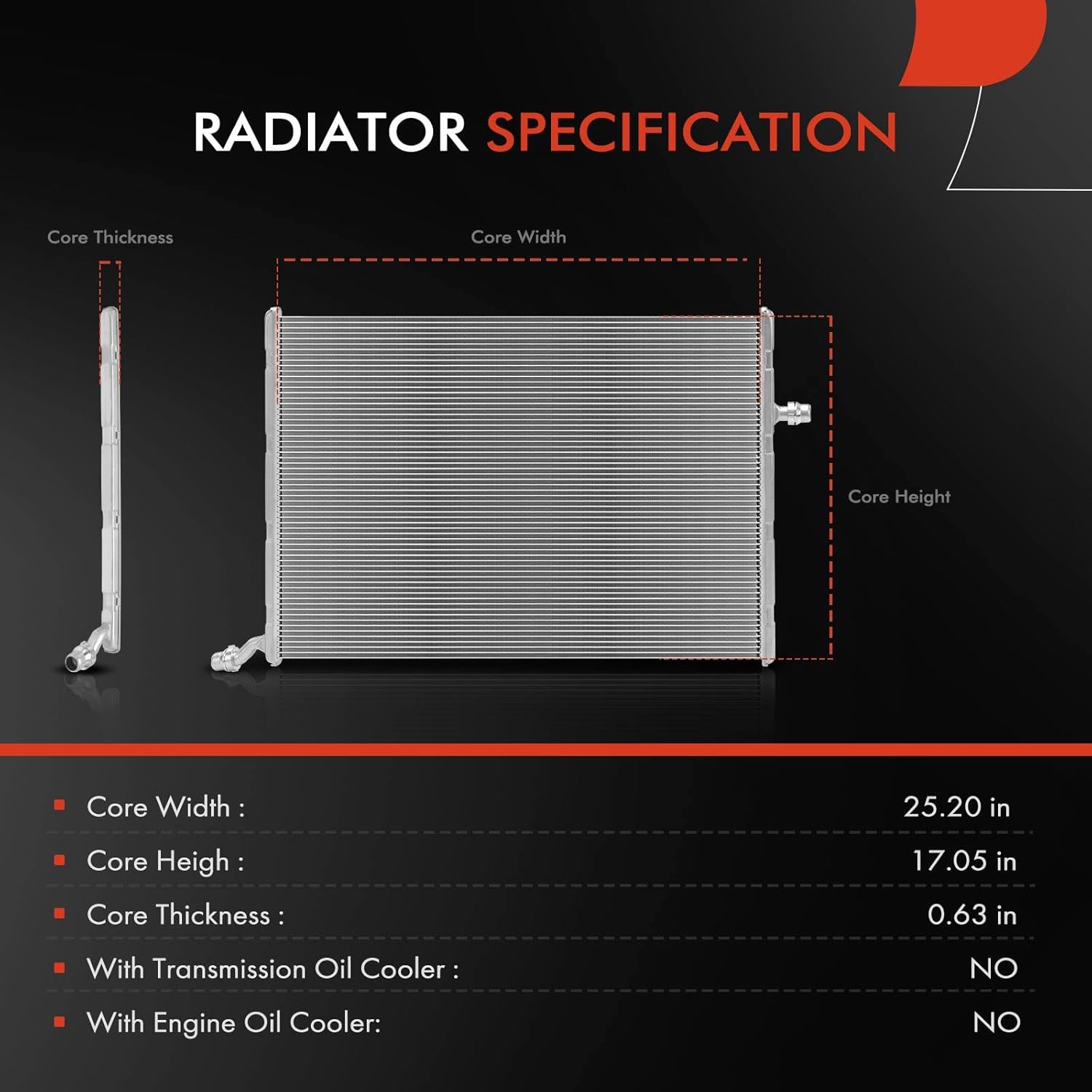 A-Premium Engine Coolant Radiator Assembly Compatible with Mercedes-Benz W205 Series C300 2015-2016, C400 2015, C450 AMG 2016, Replace# 0995002003, A0995002003