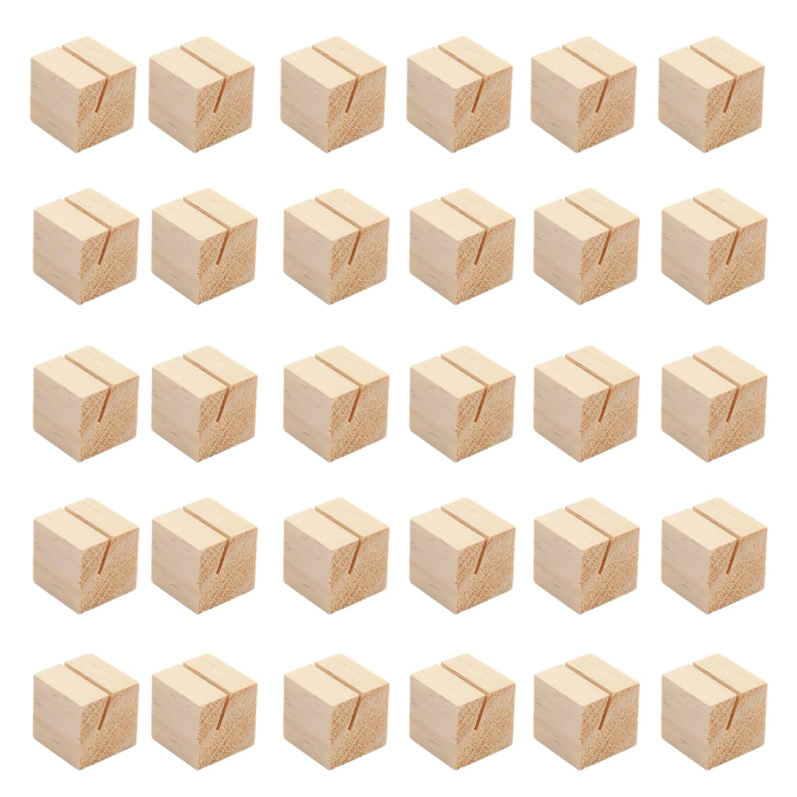 30 Stk. Holz Platzkartenhalter aus Naturholz, Würfel Fotohalter für Tische, Kartenständer für Hochzeiten, Partys, Büro und Wohn Deko, Bildständer, mit natürlicher Maserung und rustikalem Look