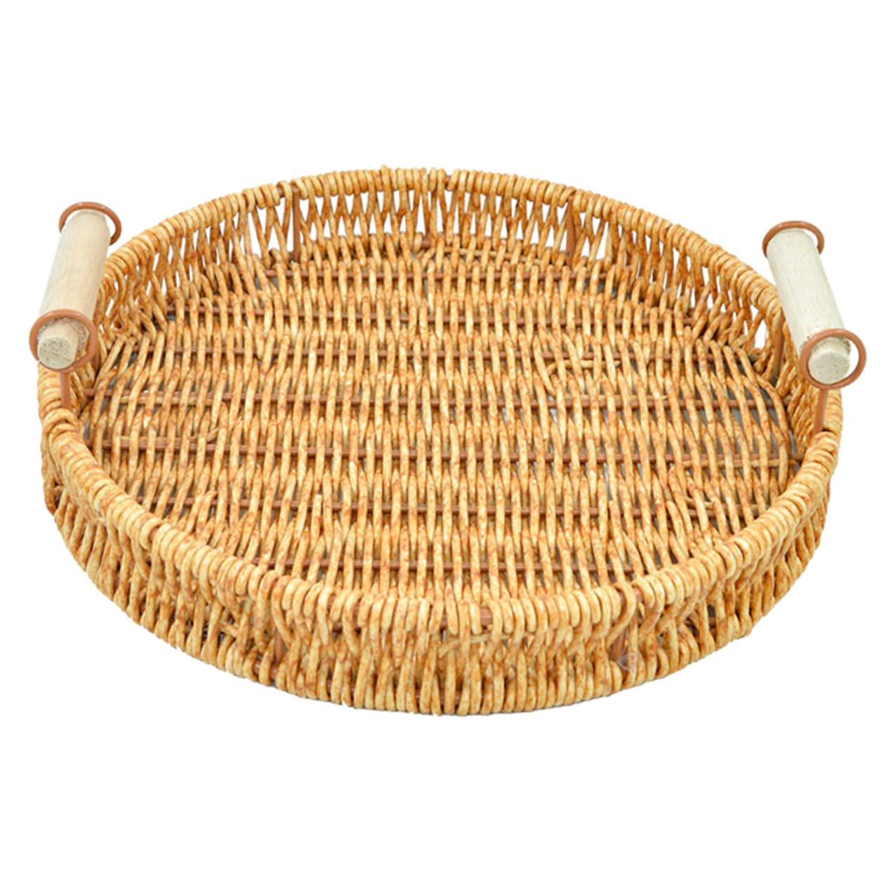 VINTORKY Fruit Snack Basket Fruit Platter Candy Decor Round Coffee Table Tray Sundries Holder Home Accents Decor Rattan Woven Basket Decorative Basket Bread Rattan Basket Food Khaki Wooden