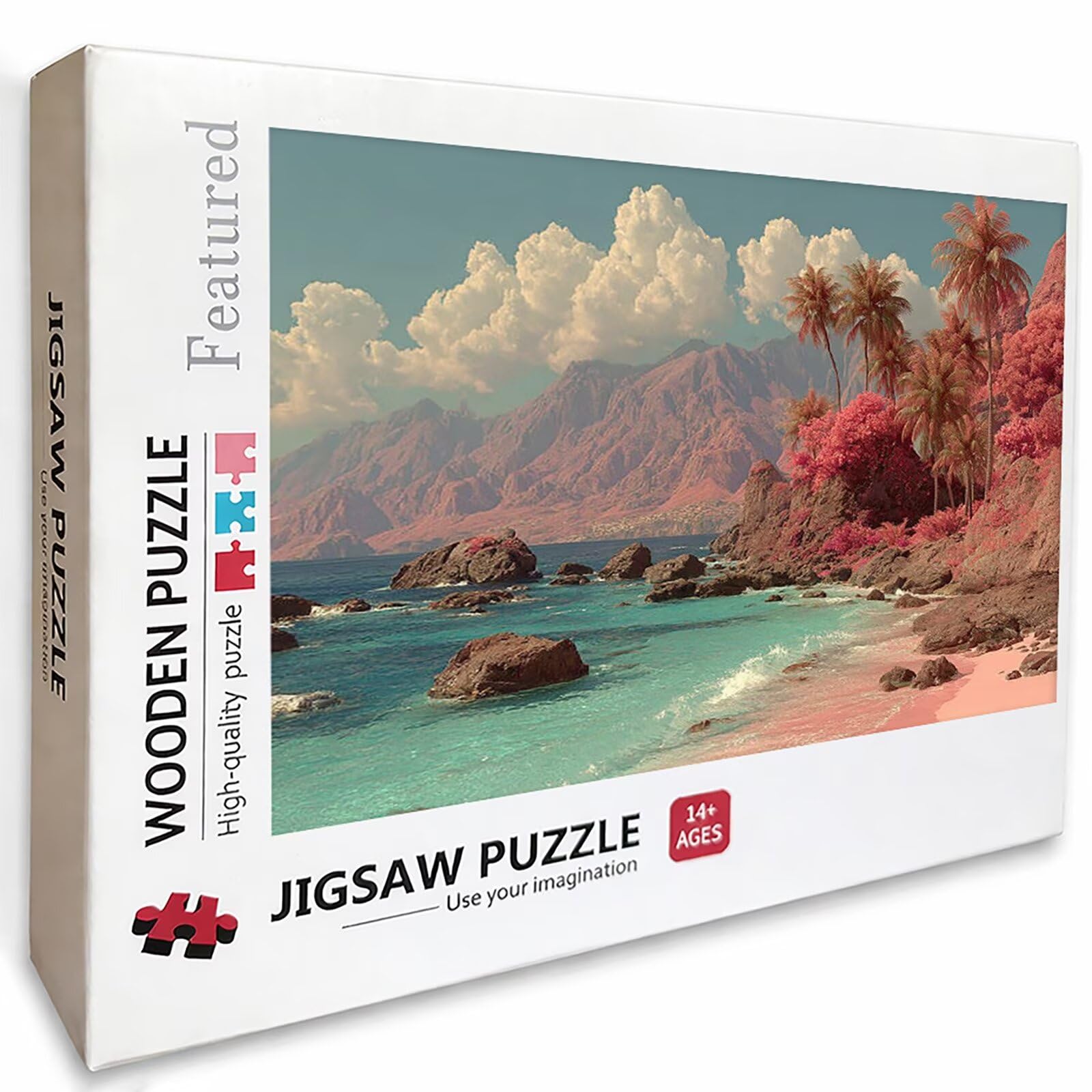 Drzewo Puzzle 5000 sztuk dla dorosłych, drewniane puzzle z pudełkiem 156 x 105 cm, puzzle dla dorosłych o wysokiej trudności, DIY gra logiczna, kreatywne hobby, letnia dekoracja, (wybrzeże) J-9316