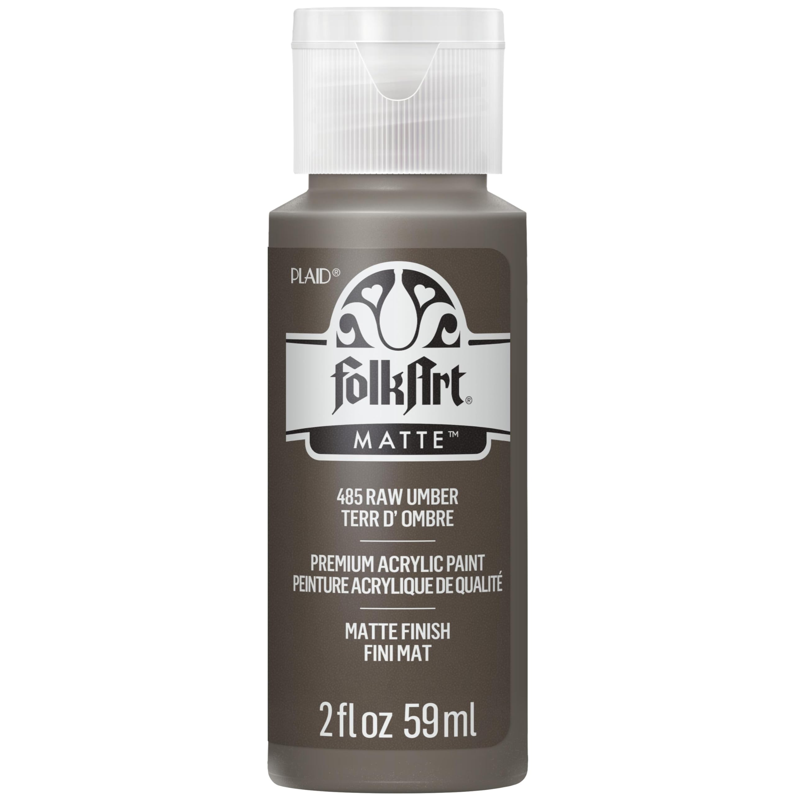FolkArt Acrylic Paint in Assorted Colors (2 oz), 485, Raw Umber