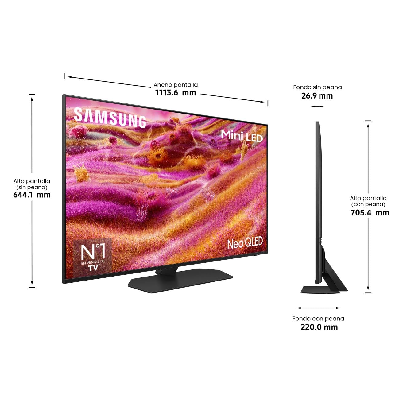 Samsung TV 50 Pulgadas Neo QLED QN90F 4K Mini LED Smart TV con Vision AI, Pantalla sin Reflejos con Glare Free y Quantum Matrix Technology Plus