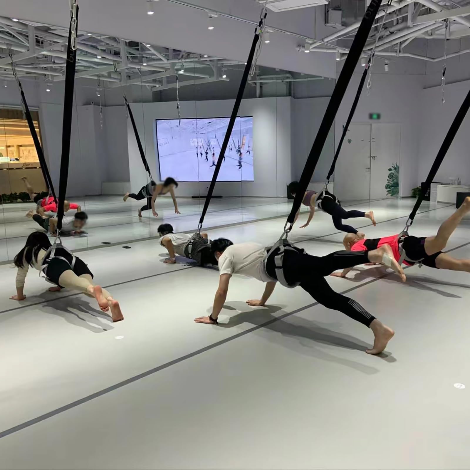 Zestaw do ćwiczeń z gumą bungee, lina oporowa bungee o wysokiej wytrzymałości, trenażer podwieszany z obrotem 360°, narzędzie do treningu fitness w domu, do jogi, pilatesu i ćwiczeń