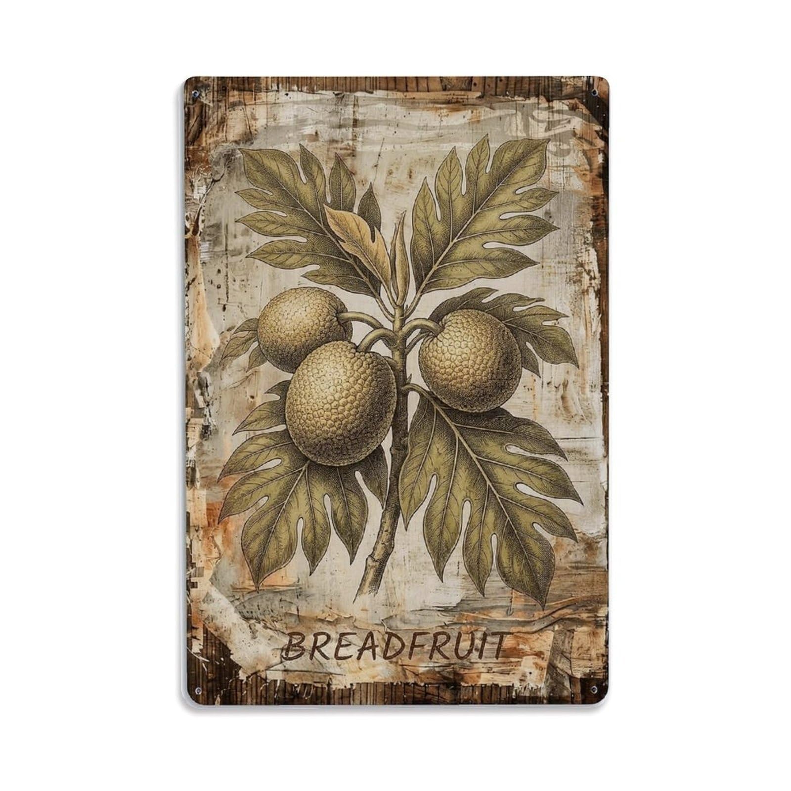 Breadfruit Tropical Plant Vintage Metal Tin Sign Plaque Wall Decor for Cafe, Club, Garden Metal Poster 8x12Inch
