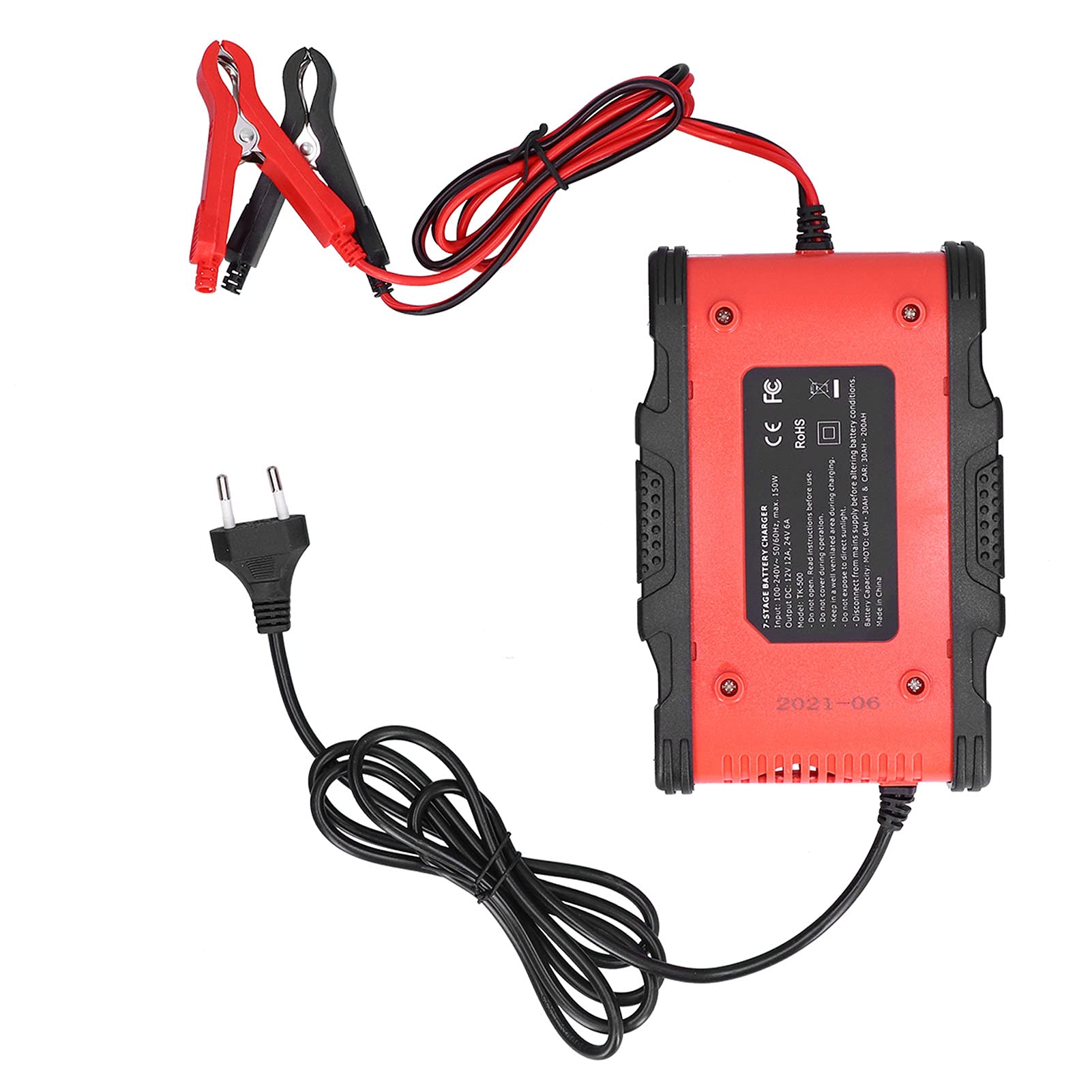 Caricabatteria intelligente, riparazione a impulsi Caricabatteria per auto con ricarica a 7 stadi 12V/12A 24V/6A Protezioni multiple per auto per moto per barca