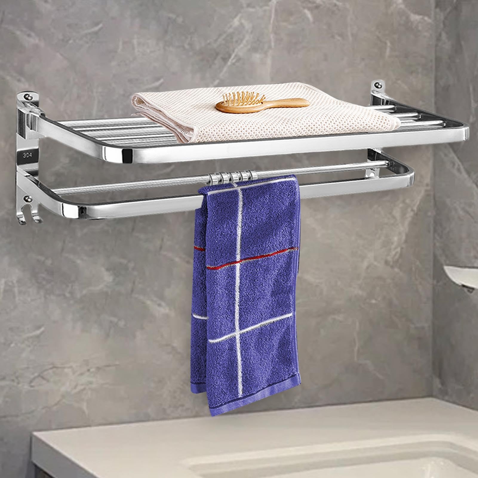 Toallero,Toallero | Plegable sin perforación | de Acero Inoxidable | toallero de baño montado en la pared para baño