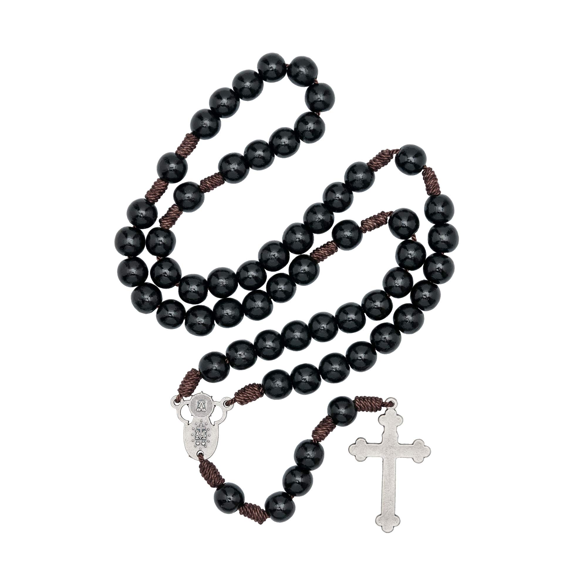 Intercession™ Our Father Sacred Handmade Solid Wood Rosary (Our Lady - Black)