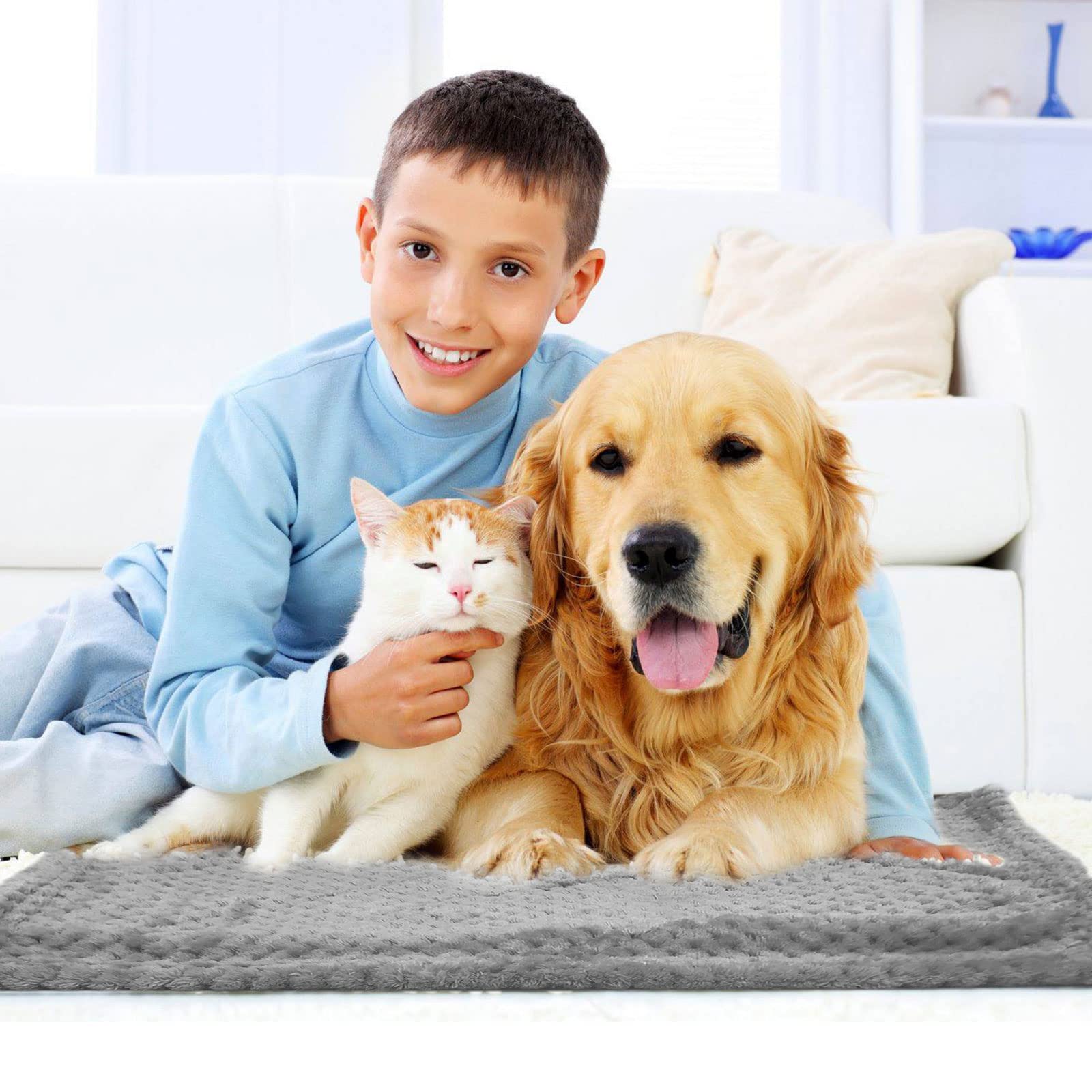 TSHAOUN Couverture douce pour chien et chat - Couverture lavable en polaire moelleuse pour petit chien, chat et chiot - 70 x 50 cm (gris)