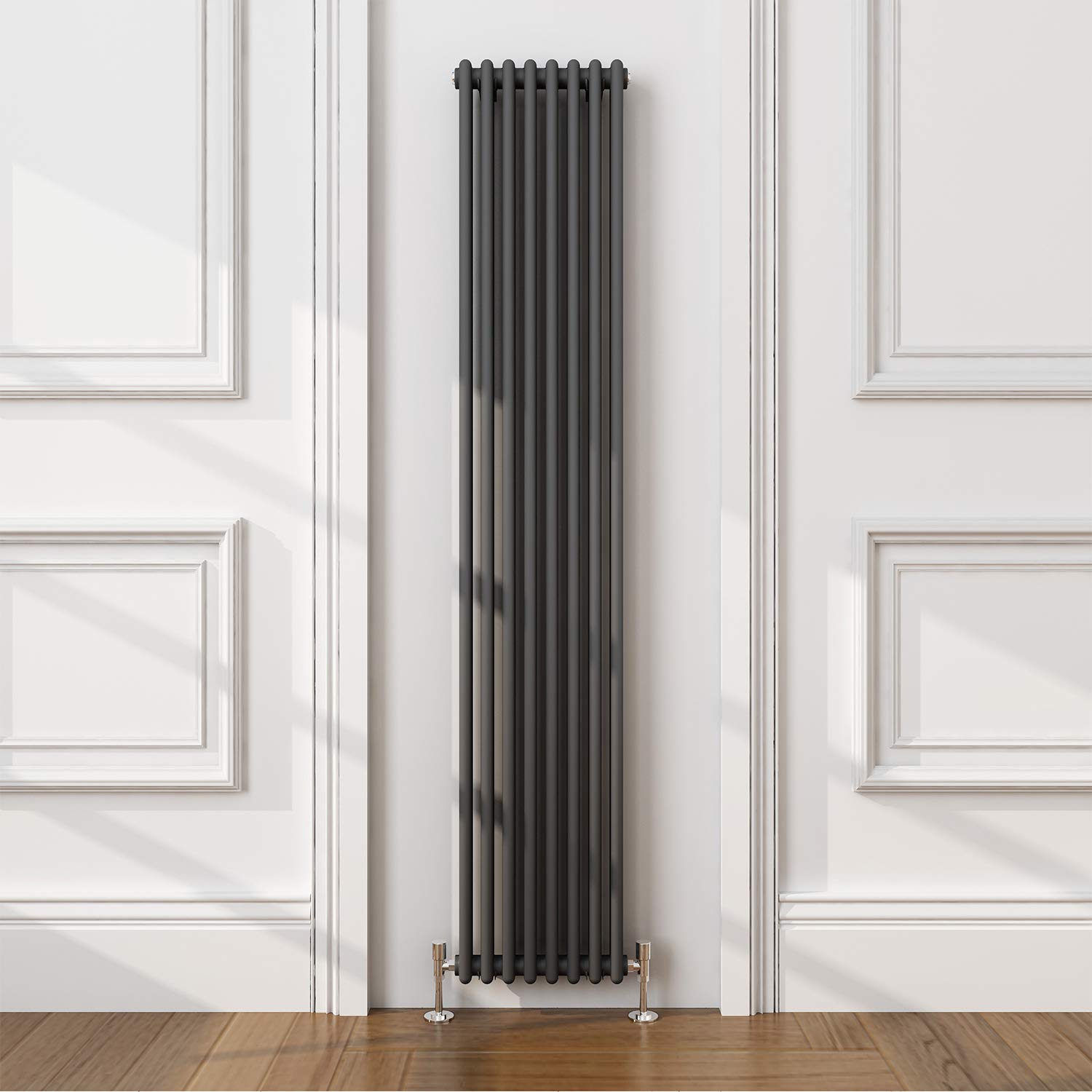 ELEGANT Traditional Radiator Anthracite Double Vertical Cast Iron Grey Tall Radiator - Perfect for Kithcen, Living Room, Bathroom Radiators 2 Column 1800 x 380 mm — image 1