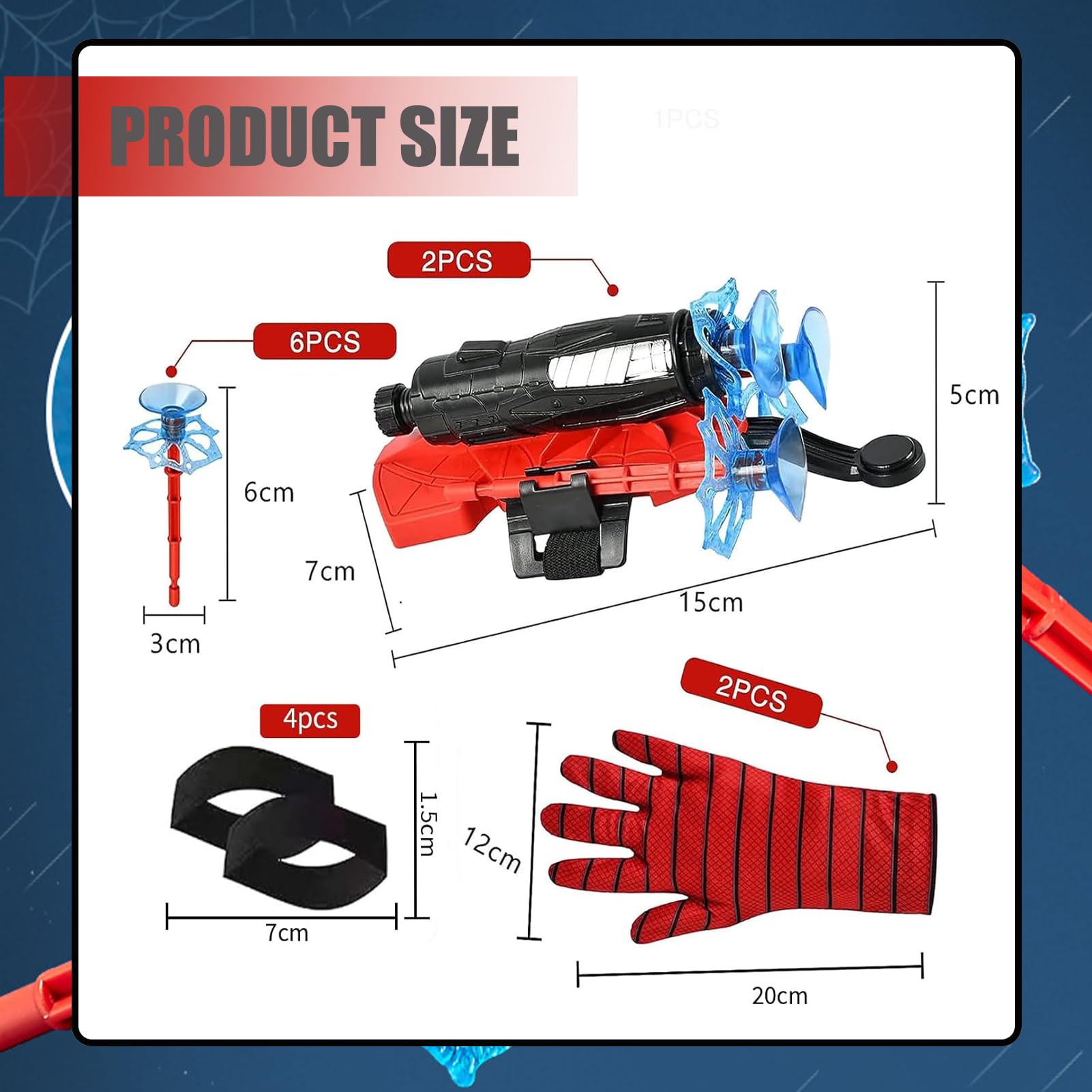 YKHSUAOU Set di 2 Guanti Spiderman Launcher Glove Spider Launcher Glove Guanto Spiderman per Bambini Guanto di Spiderman spara ragnatele Guanti Launcher per Giochi Spiderman Glove Launcher Set