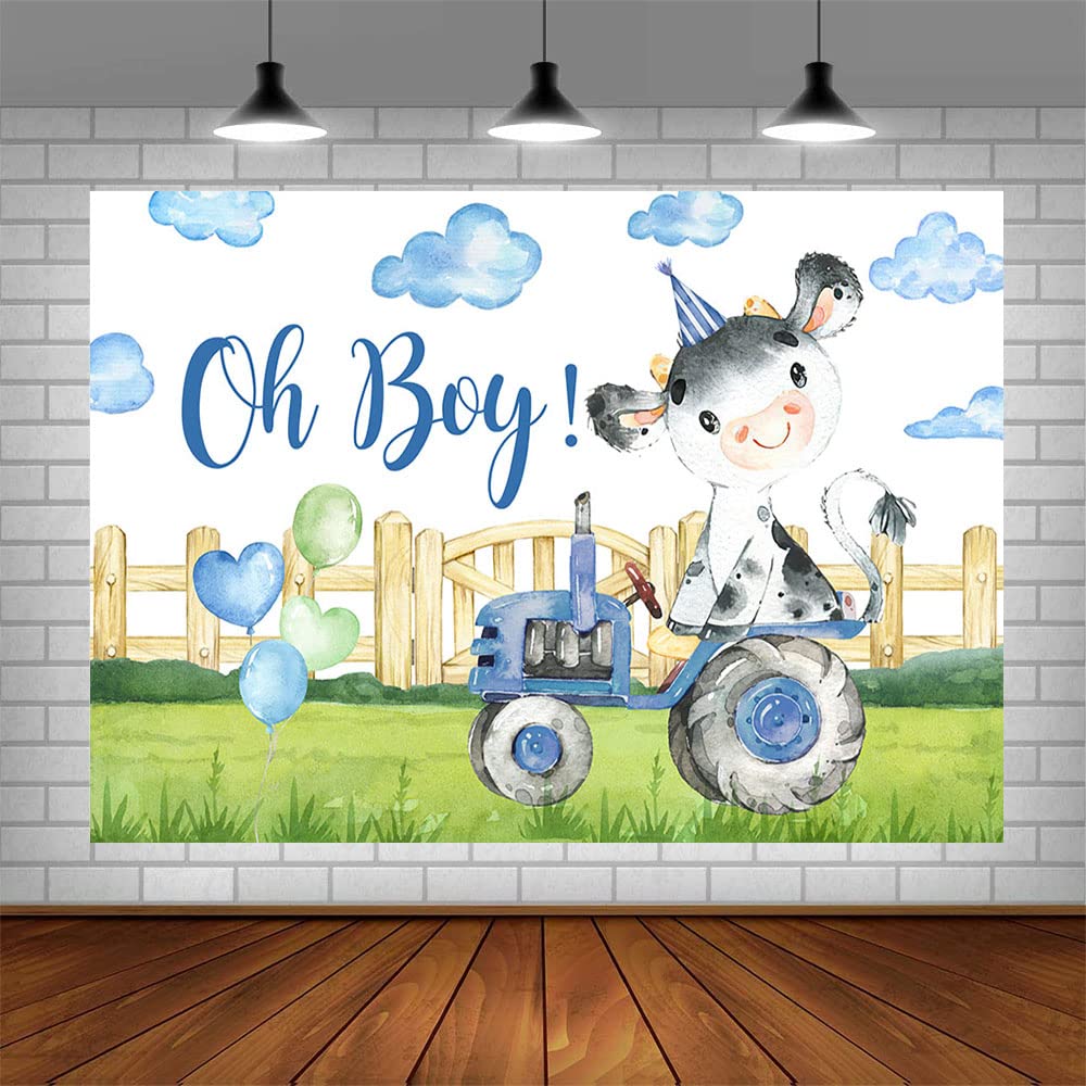 Holy Cow Birthday Backdrop 8x6 FT | Cow Print Farm Theme Party Photography Background