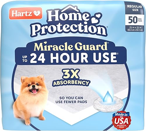 Hartz Home Protection Miracle Guard - Almohadillas para perros hechas en Estados Unidos, tamaño regular, 50 unidades, 3 veces de absorción y 3 veces