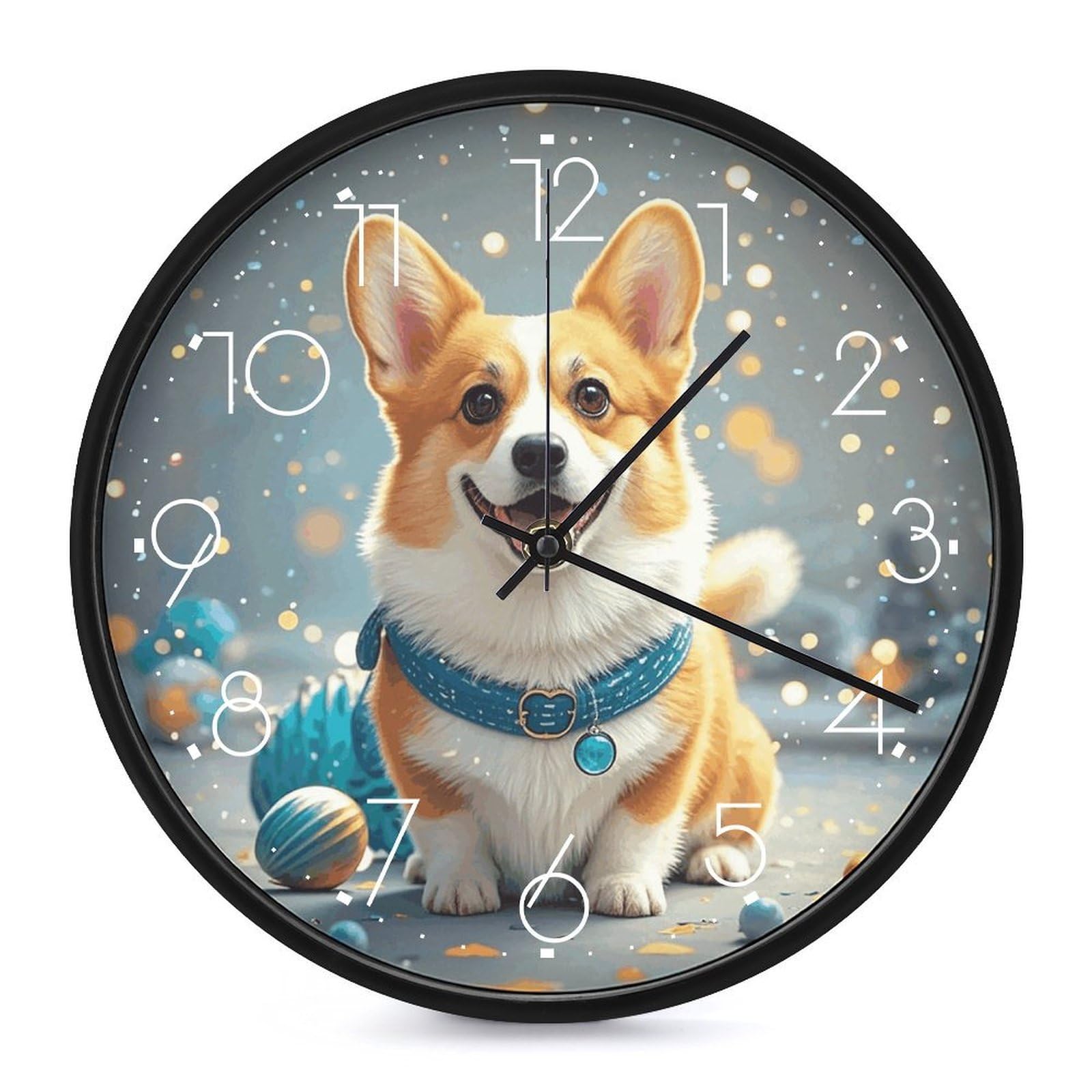 Horloge murale silencieuse Corgi sans tic-tac pour chambre