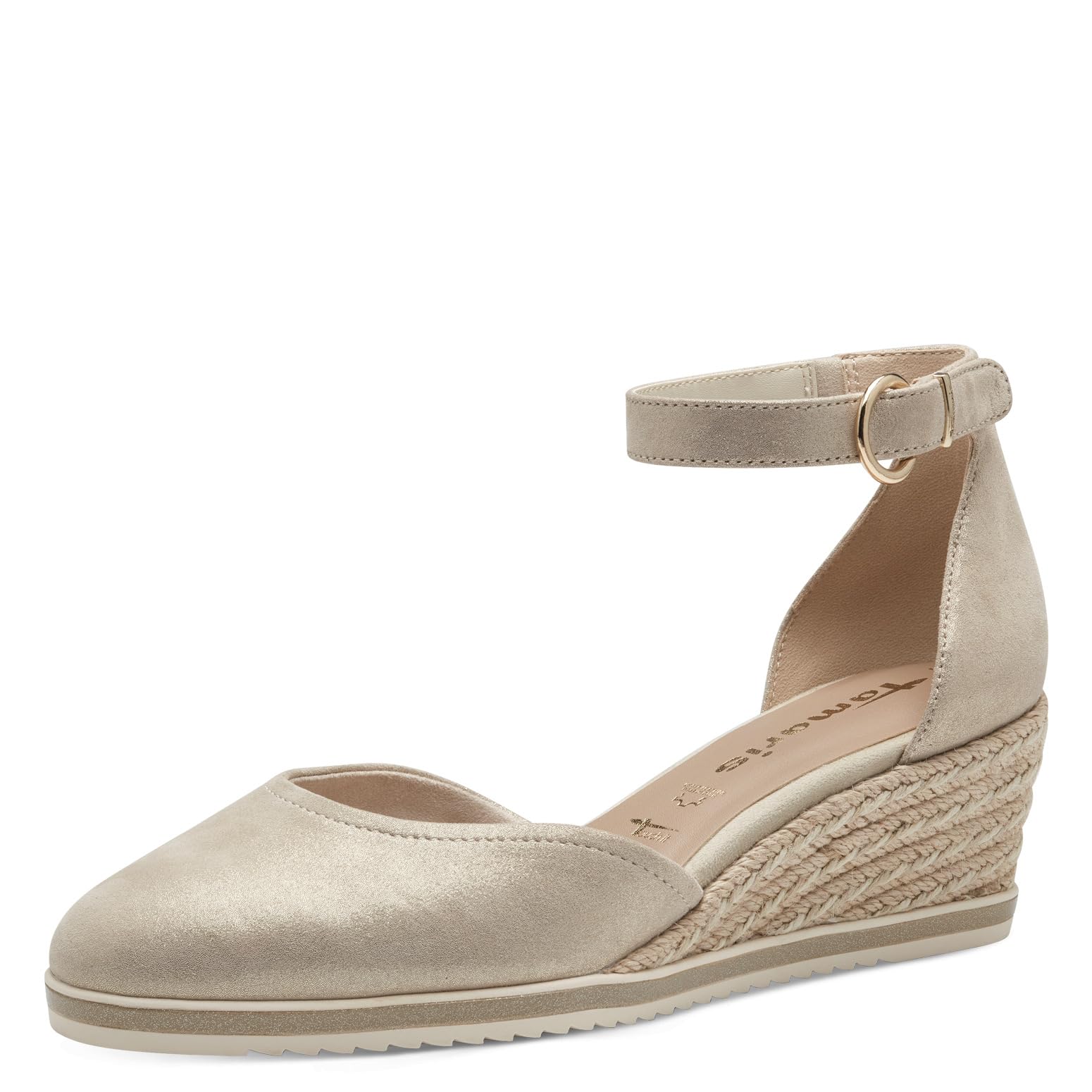 Tamaris Damen Pumps mit Keilabsatz Leder, beige, 36 EU