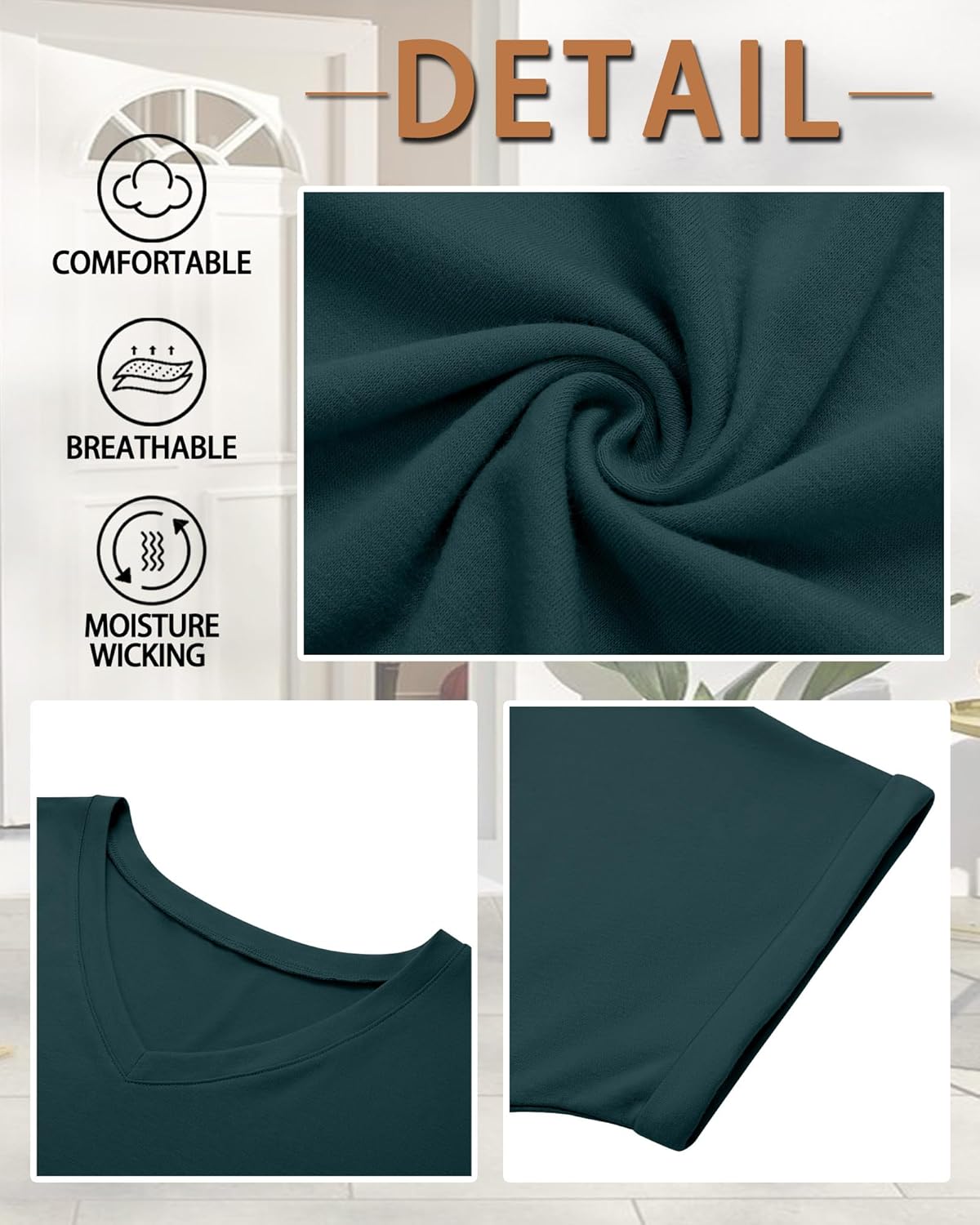 Ficerd 3 Pack Women's Maternity T-Shirts, Loose Split Side Pregnancy Tops Half Sleeve Roll V Neck Casual Oversized Tee Blouse - Image 5