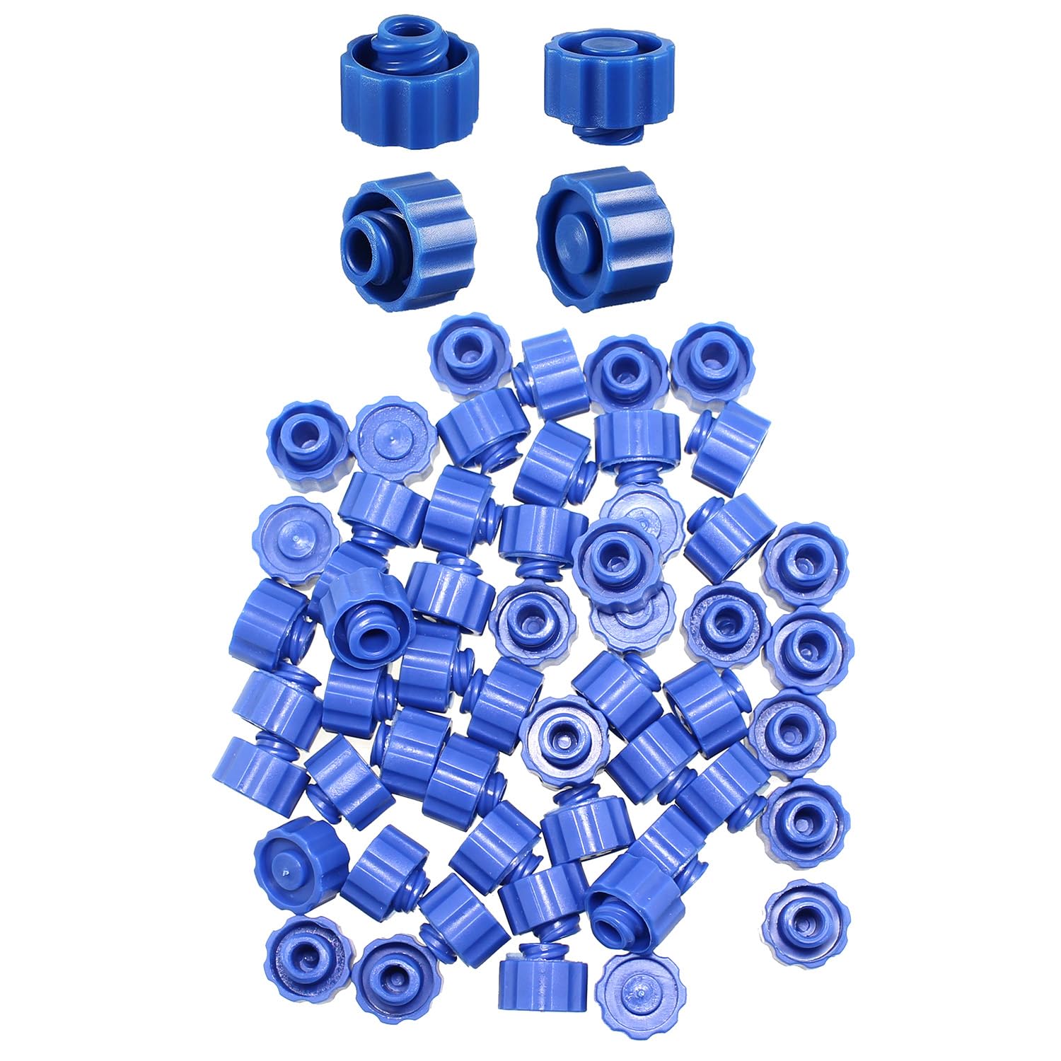 Bxian 55PCS Diameter 1.3cm Syringe Tip Caps Blue PP Syringe Back Cover Laboratory Supplies Suitable for Bottle Dispensing