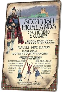 Metal Signs Vintage Funny Plaques Poster for Indoor Man Cave Home Scotland Scottish Highlands Gatherings & Games Tin Sign 8" x 12" Wall Decor