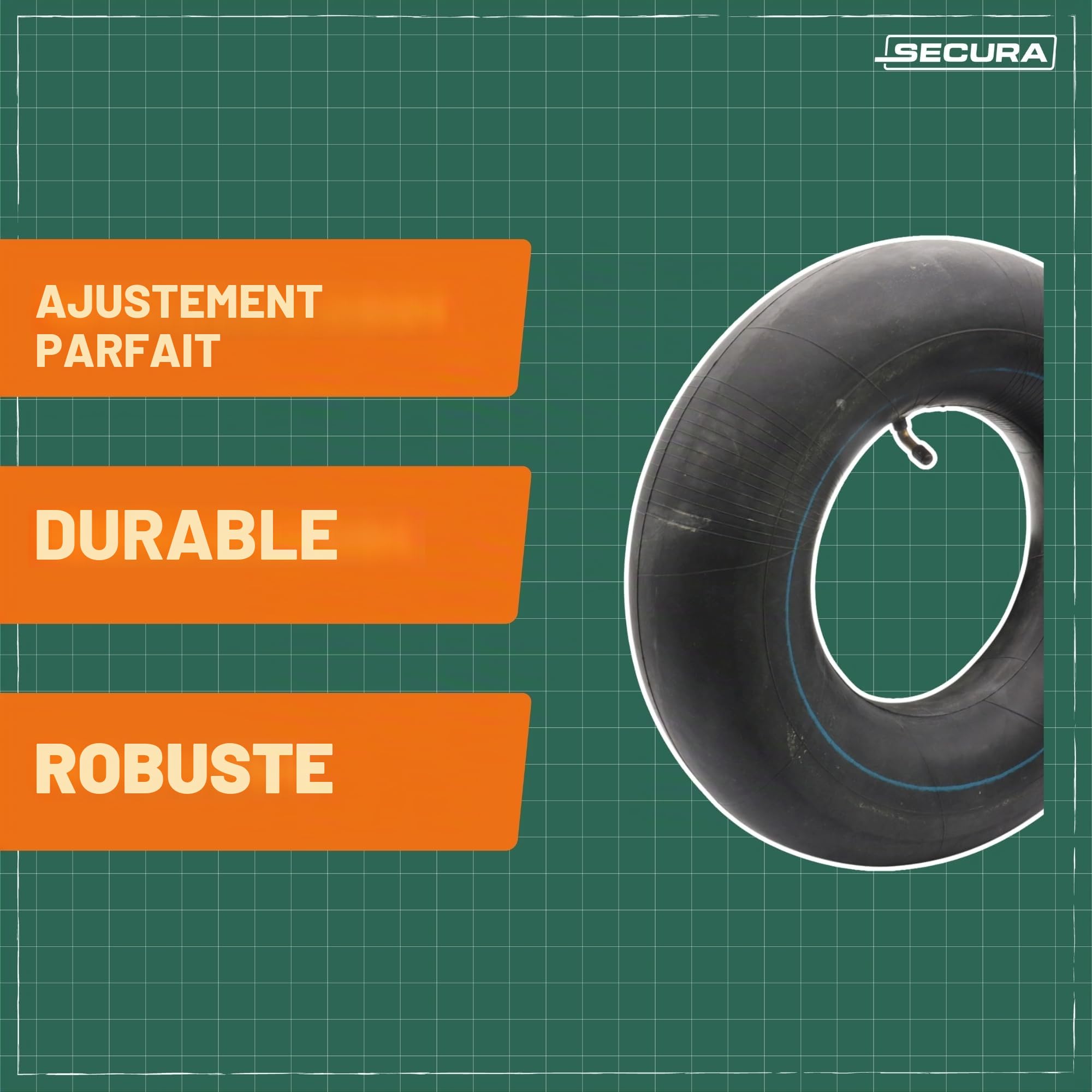 SECURA 2x Pneu + 2x Chambre à air 18x6.50-8 pour Tracteur de Pelouse Valve Droite TR13