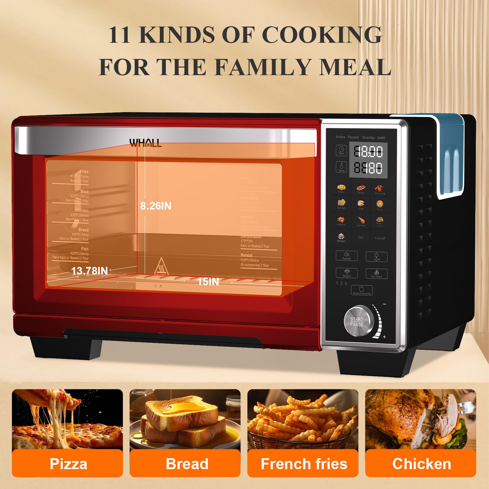 WHALL Air Fryer Oven, Max XL Large 30Quart Smart