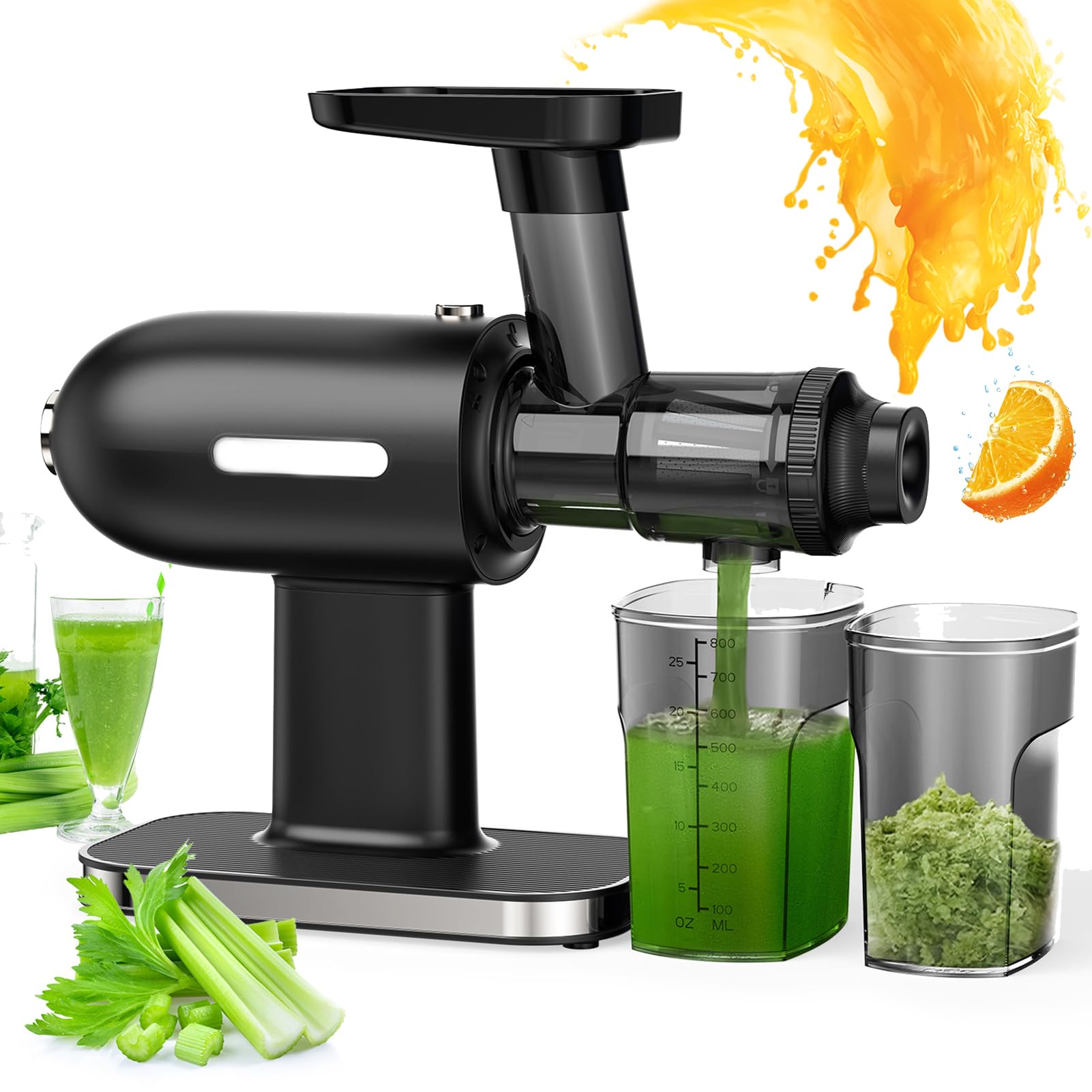 Licuadora de prensado en frío de 150 W con Filtro de Acero Inoxidable para Frutas y Verduras Enteras.