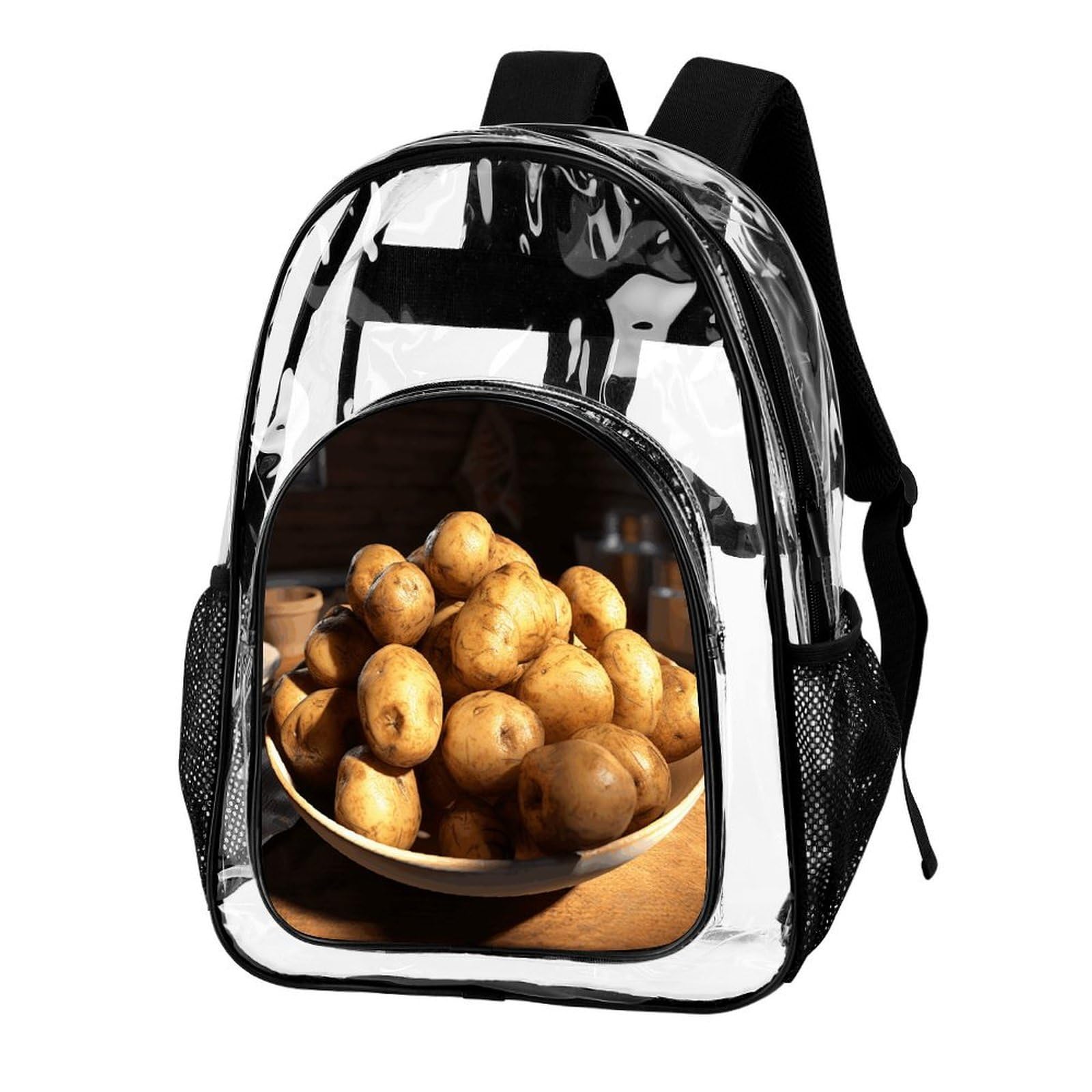 Zaino trasparente con patate secche, grande, in PVC, trasparente, per sicurezza, lavoro, viaggi, stadio