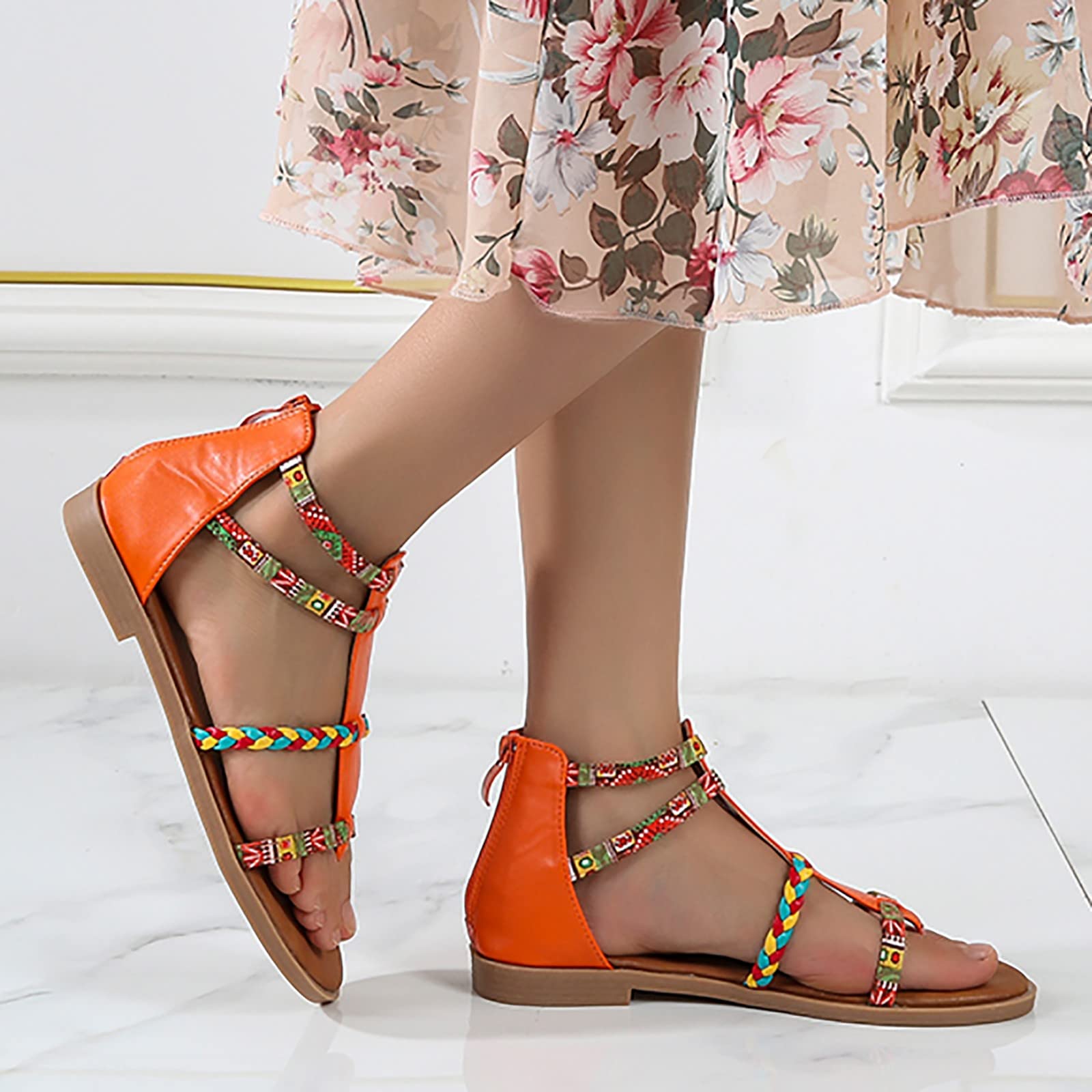 Sandalo Mare Donna Sandali Sportivi Estive Scarpe basse da donna Sandali casual bohémien da spiaggia Infradito Ciabatta Estiva Bassi Estivi Sandalo Estivo Elegante Scarpe Comode Estive