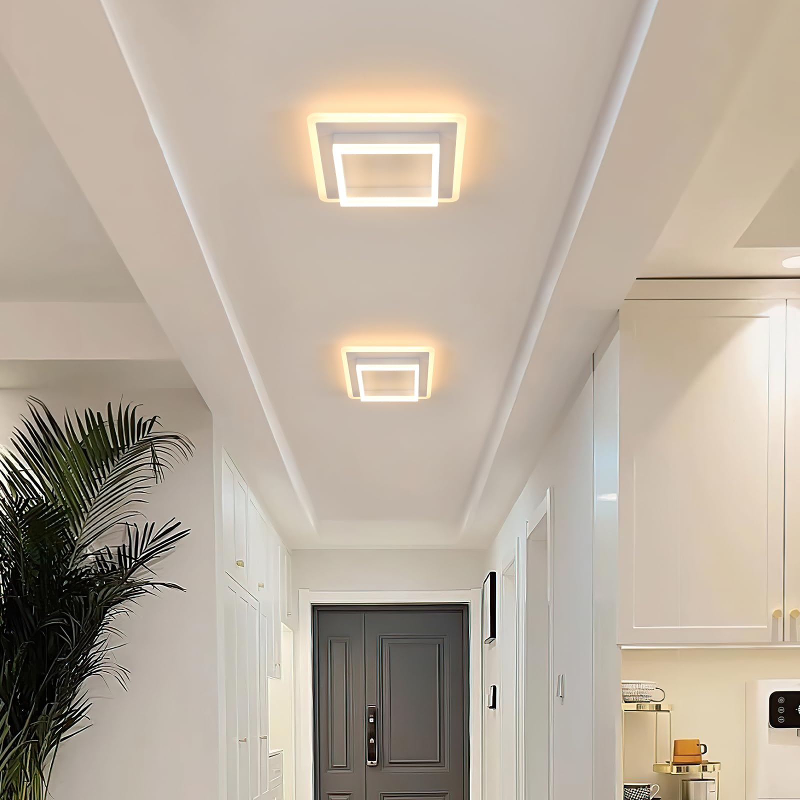 Lámpara de Techo LED, 30W Plafon LED Techo Cuadrada | Luz de Techo Blanca Modernas de Acrílico para Dormitorio Pasillo Cocina, Luz Calida 3000K, 30CM