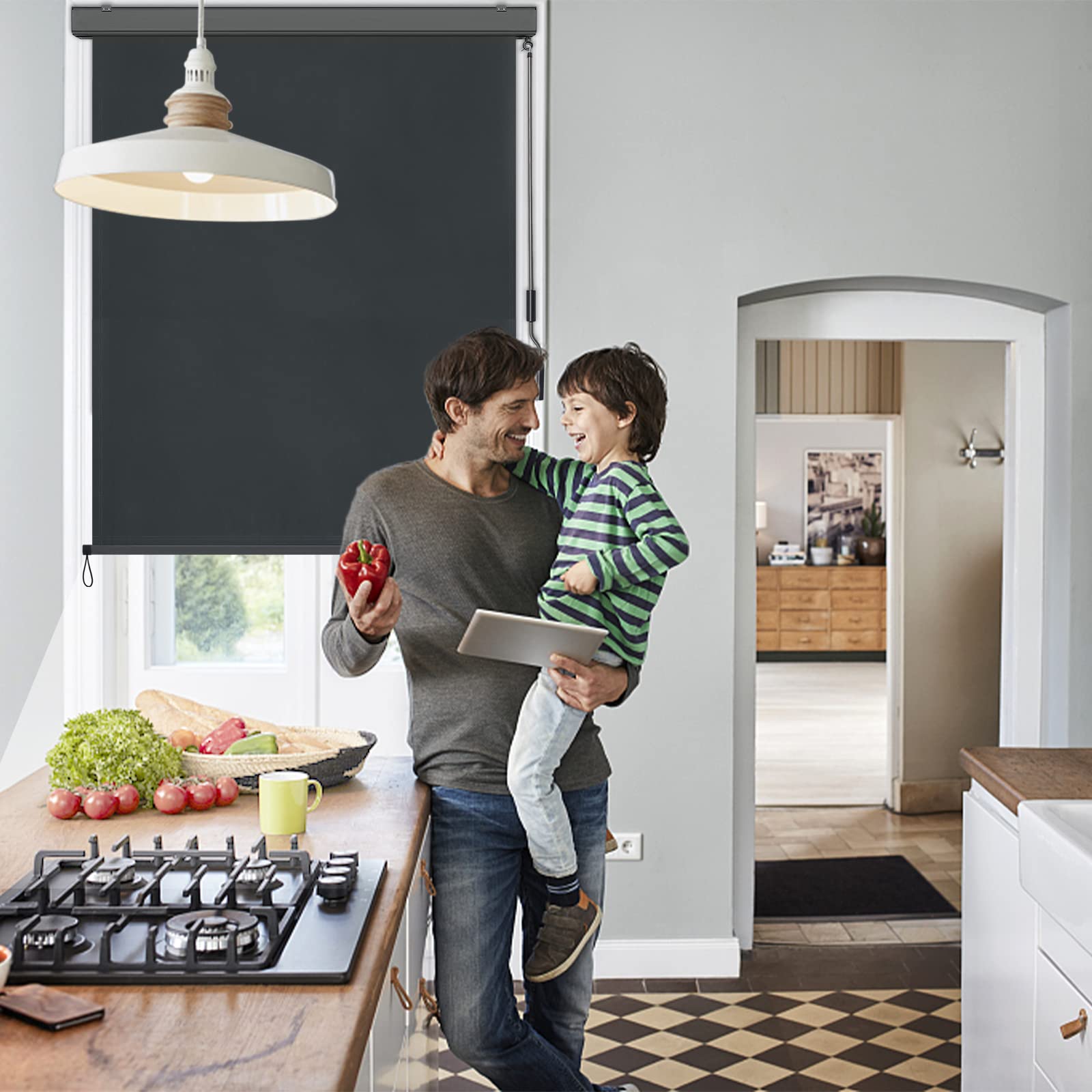 HENGMEI Markiza pionowa, roleta zewnętrzna, na balkon, 160 x 250 cm, aluminiowa, pionowa markiza balkonowa, roleta boczna, mechanizm korbowy, ochrona przed słońcem i spojrzeniami, na balkon, taras, antracytowa