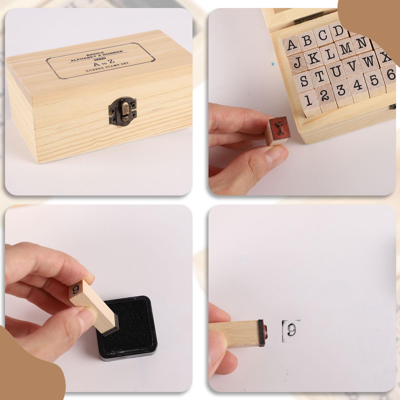 Amazon.co.jp: 木製ラバースタンプセット - 36個 小型 ヴィンテージ