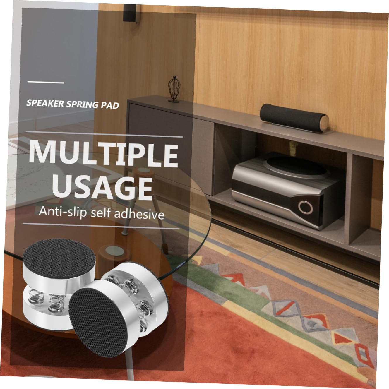 HEMOTON 4pezzi Piedini Molla per Casse Smart Speaker Antiscivolo e Ammortizzatori Vibrazioni in Lega di Alluminio e Gomma per Uso Domestico e Desktop