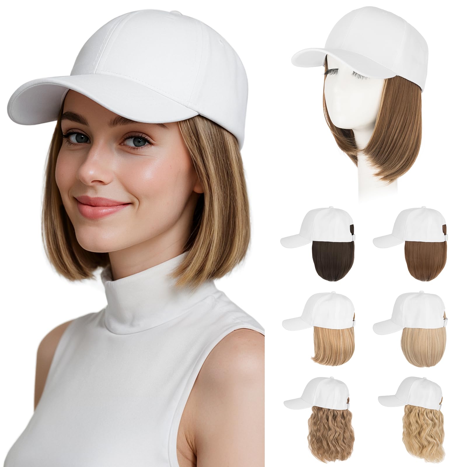 Photo 1 of Hairro Wig Hat For Women Baseball Cap With Hair Extensions Synthetic Fake Hair 6" 150g #10P22T