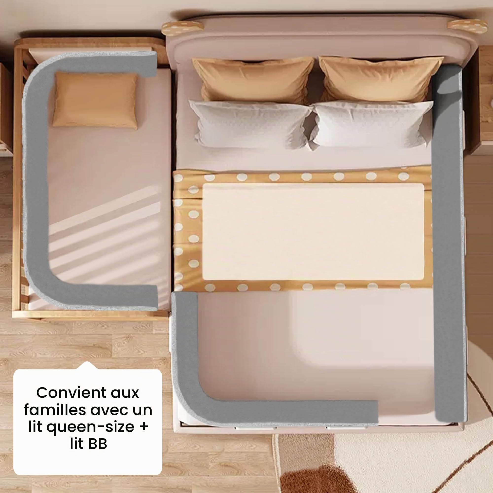 Barrière de lit Protection contre les chutes Forme Réglable Hauteur LZQ