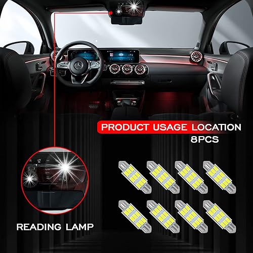 Miniatura 3 de beypovk Bombilla LED para automóvil de 1.614 in, 6000 K blanco puro brillante interior de coche, sin errores 9-SMD 5630 chipsets DE3021 bombilla