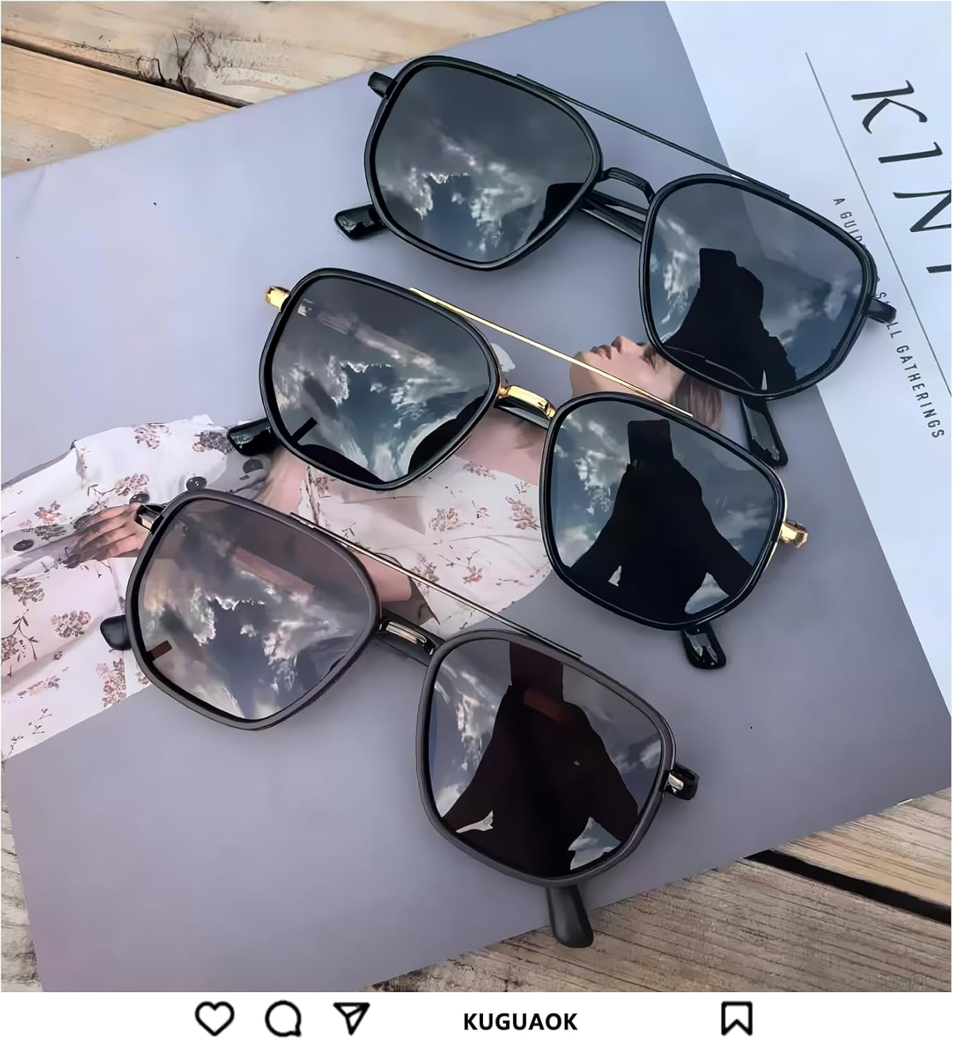 KUGUAOK Polarized Aviator Sunglasses for Women Men Small Frame UV Protection Tangle Free Sun Glasses Vintage Trendy Shades - Image 3
