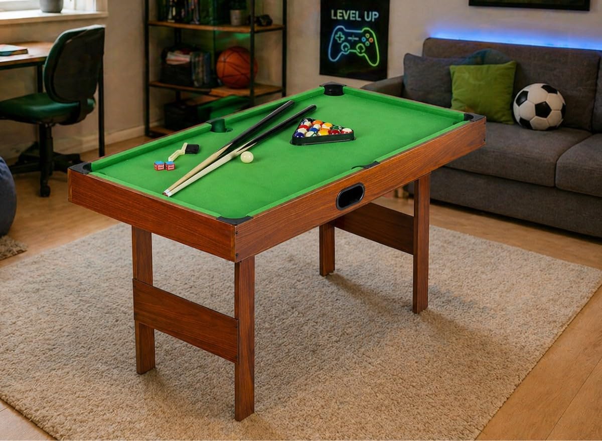 Spieltisch für Zuhause, Freizeittisch, Tischspiel, Tischkicker, Kickertisch, Tischfußball, Billardtisch, Poolbillard Multigame Tisch mit Zubehör für Hobbyraum und Spielzimmer