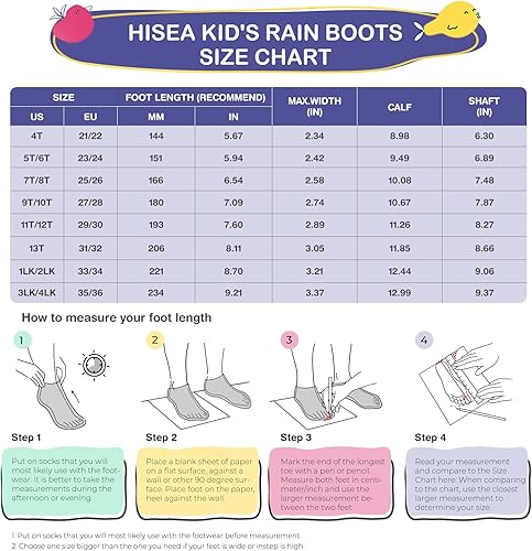 Miniatura 3 de HISEA Botas de lluvia para niños y niñas, sin costuras, impermeables, de goma, zapatos de lluvia para niños pequeños y grandes