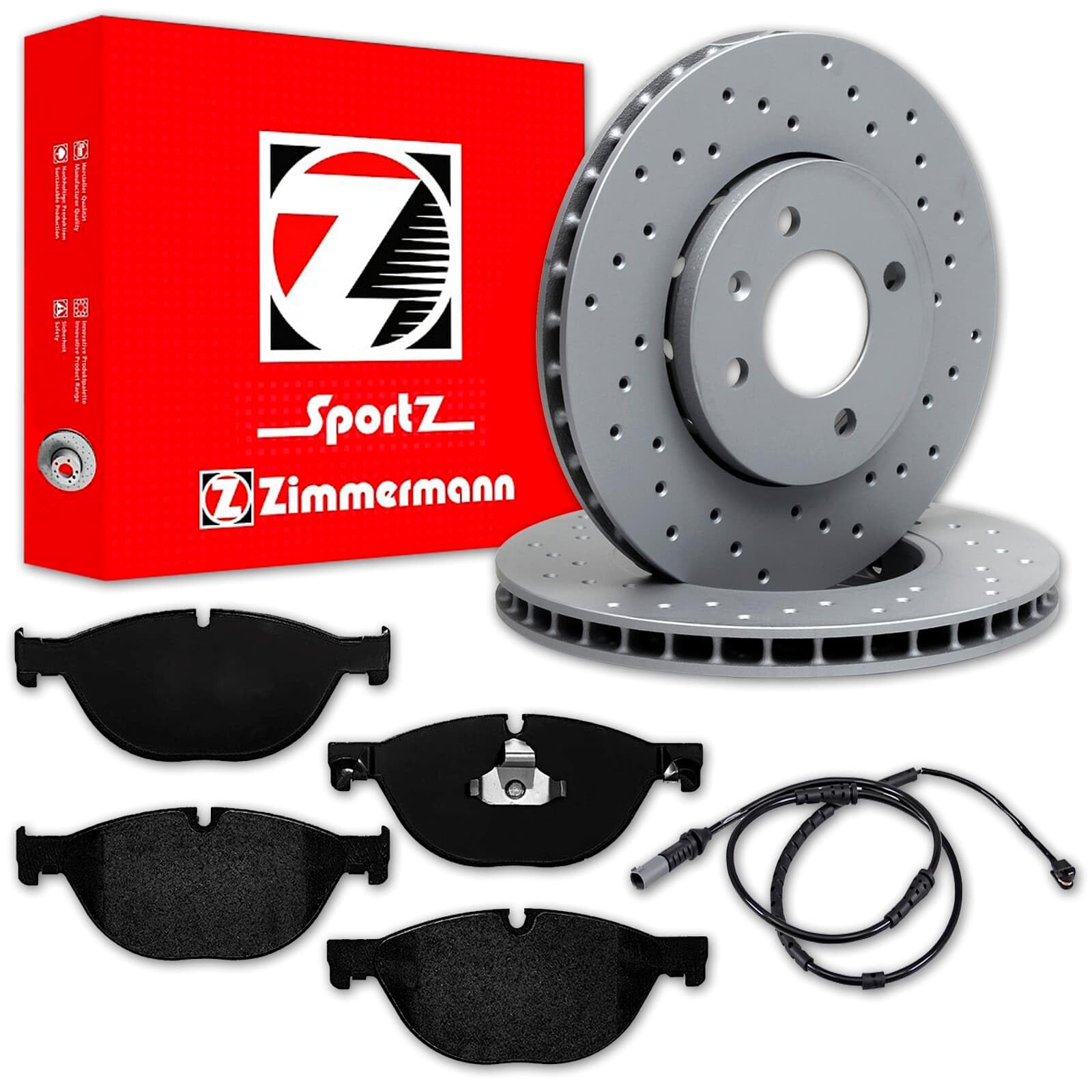 Zimmermann Sport Bremsscheiben Beläge vorne | 150.3478.52 + 150.3479.52 + 25045.200.1 + Wk passend für 5er F10 F11 6er F13