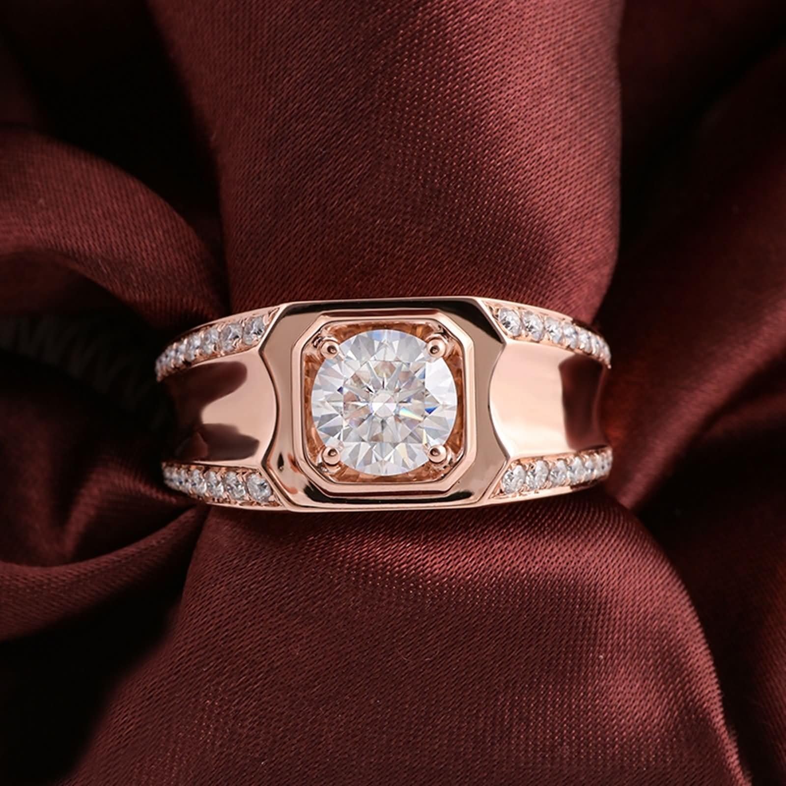 Wycian Anillos De Compromiso Anillo De Compromiso Mujer Moissanita Oro Rosa De 14 Quilates Anillo Redondo De 4 Puntas con Moissanita Tamaño 9,5 Moda Para Hermana Cumpleaños Joyas