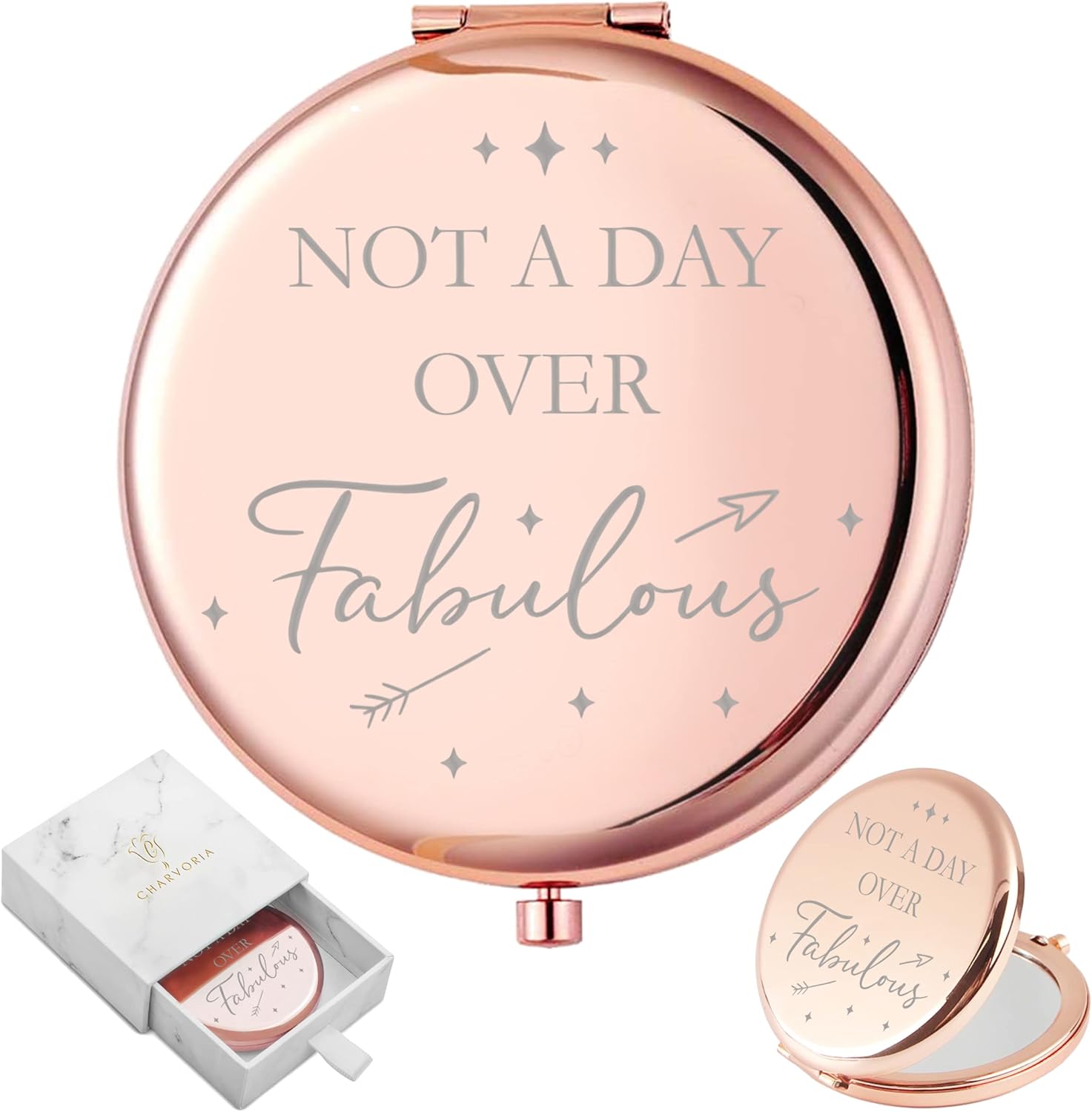 Birthday Gifts for Women I 'Not a Day Over Fabulous' Rose Gold Compact Mirror I Best Friend Birthday Gifts for Her I Funny Women Gifts for Birthday I Unique Gifts for Women, Friends, Mom or Coworkers : Beauty & Personal Care