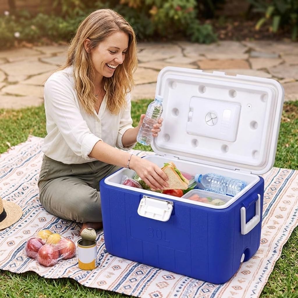 Kühlbox 30 Liter ohne, Tragbare Isolierbox und Warmhaltebox aus für Picknick und Camping, für Strand, Style to 2