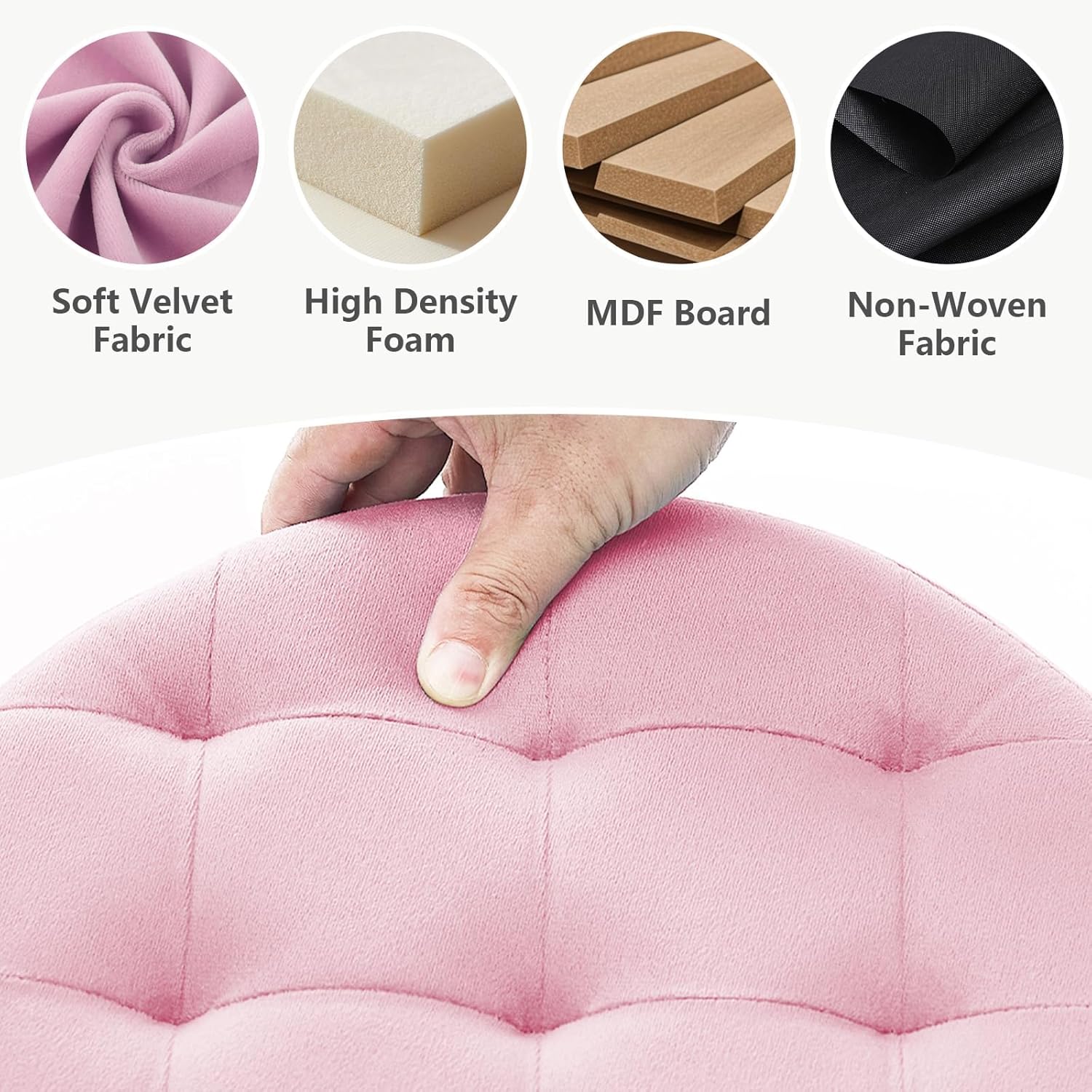 AmasSmile Storage Ottoman Folding Foot Rest Stool, 14x14x13 inch Small Leather Footstool Bench, Short Ottoman Bench, Storage Foot Rest Store, Blanket Chest, Rose Pink