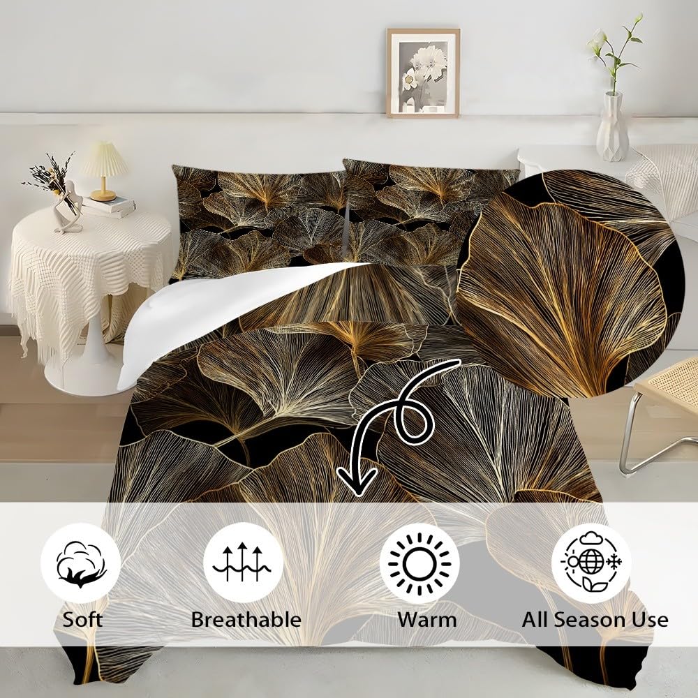 Złoty zestaw pościeli z nadrukiem 3D, 155 x 220 cm, dla dzieci i dorosłych