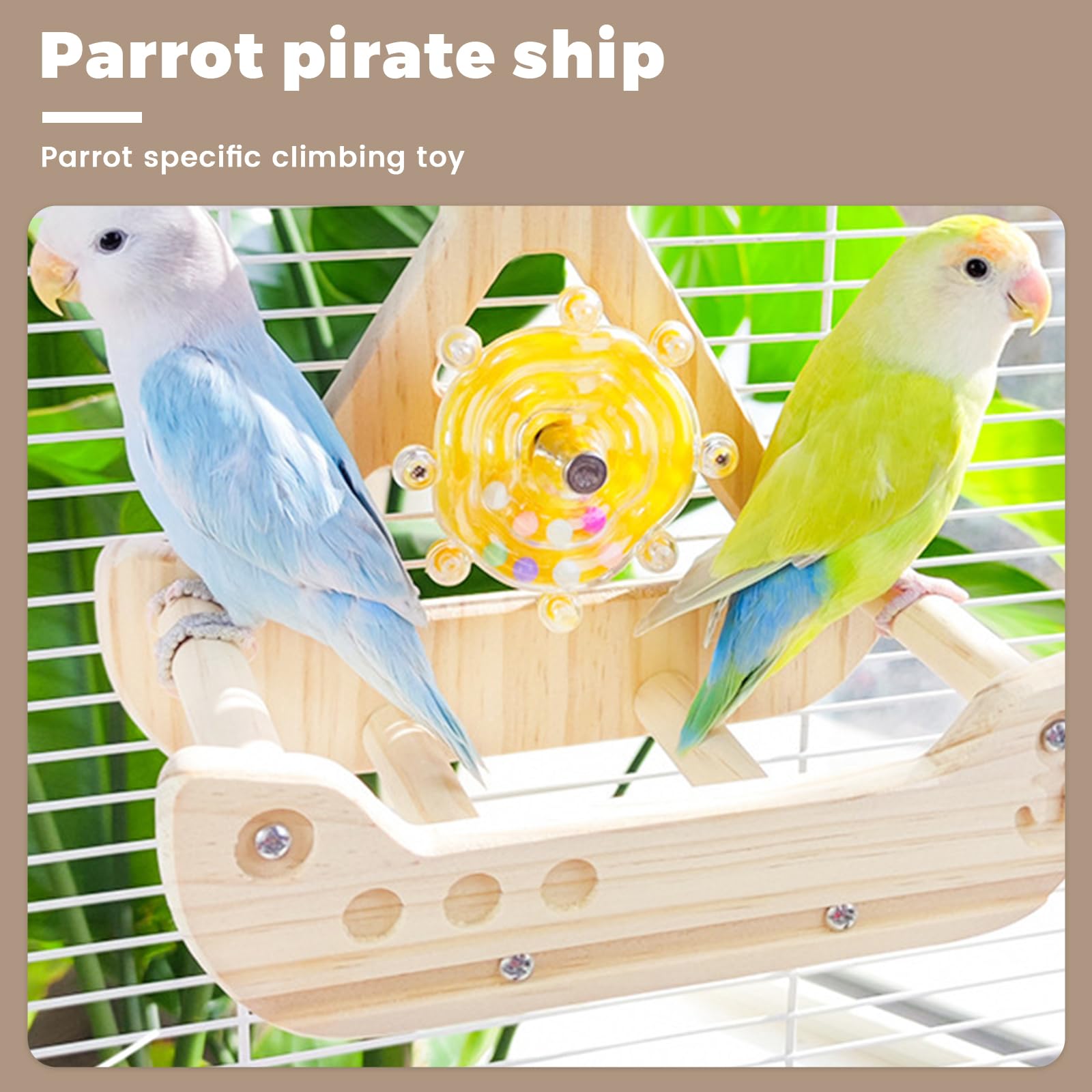 Posatoi per Uccelli, Parco Giochi per Pappagalli, Posatoi in Legno, Giocattoli dell'altalena per uccelli, gabbia per uccelli appesa alla struttura di gioco, stile unico della nave pirata