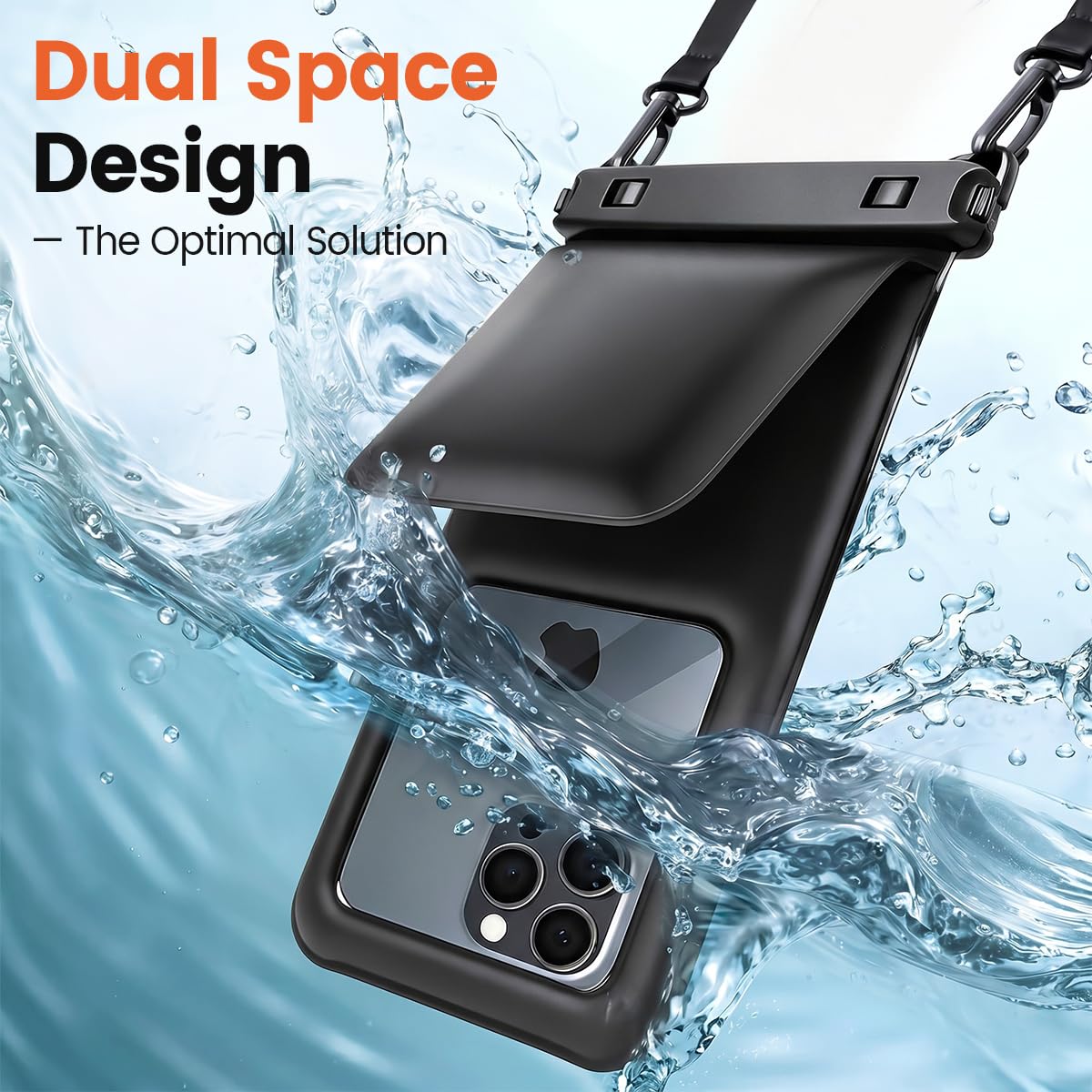 Funda flotante impermeable para teléfono (hasta 8.5 pulgadas), paquete de 2 fundas impermeables IPX8 para iPhone 17, 16, 15 Pro Max, Galaxy S26 Ultra, pantalla táctil y fotografía subacuática