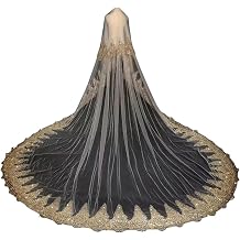3.0m Length 3.0m Wide One Layer Wedding Veil With Comb White Lace Edge Bridal Veils Champagne Appliqued Cathedral Wedding
