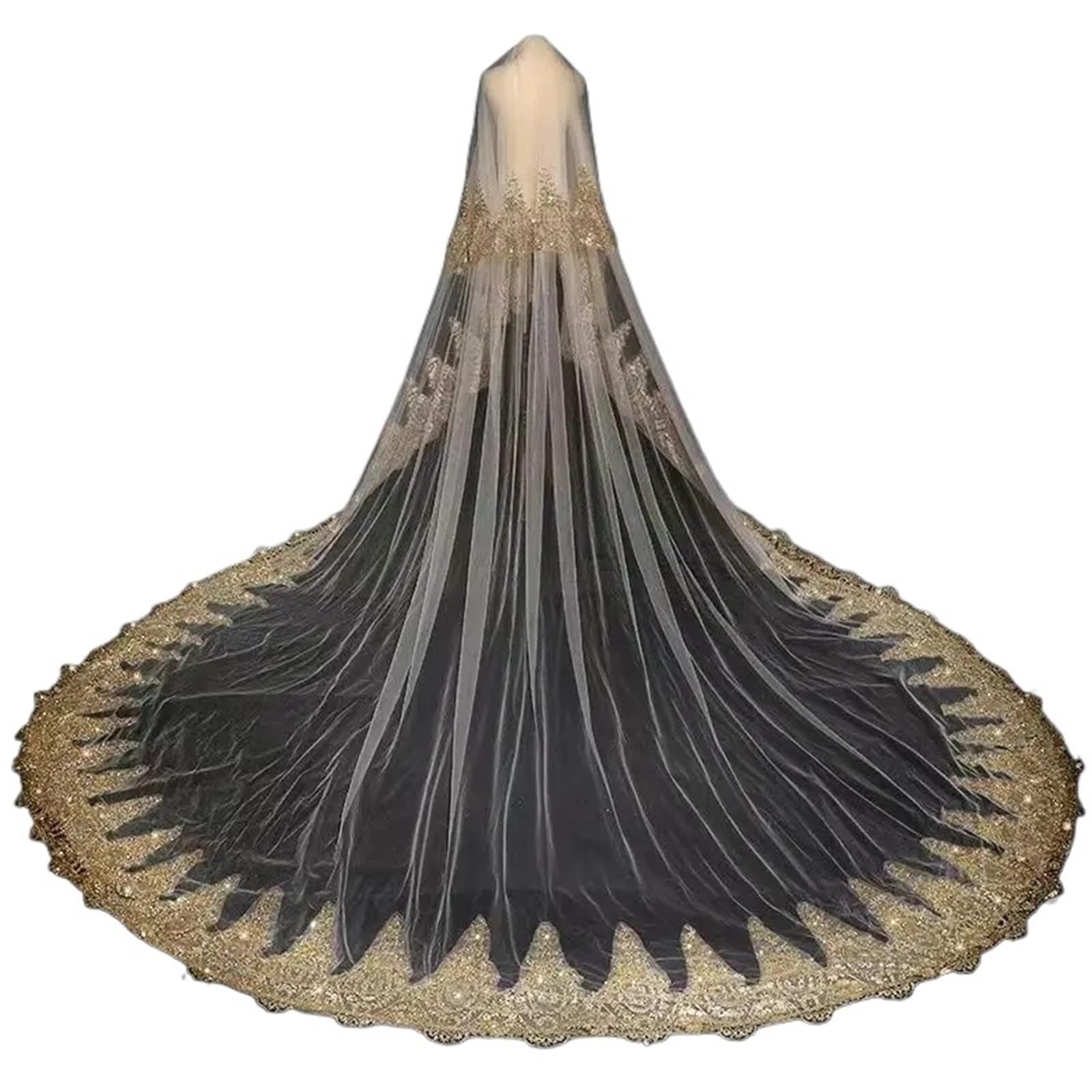 ZXGRfdefa gauze headscarf, 3.0m Length Wedding Veil Comb White Lace Edge Bridal Veils