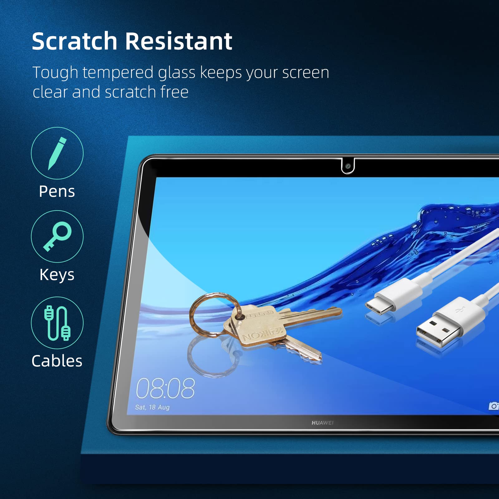 Brotect Pellicola In Vetro Ibrido Per Huawei MediaPad T5 10 - AirGlass, Durezza 9H, Anti-Impronta, Made In Germany - 2